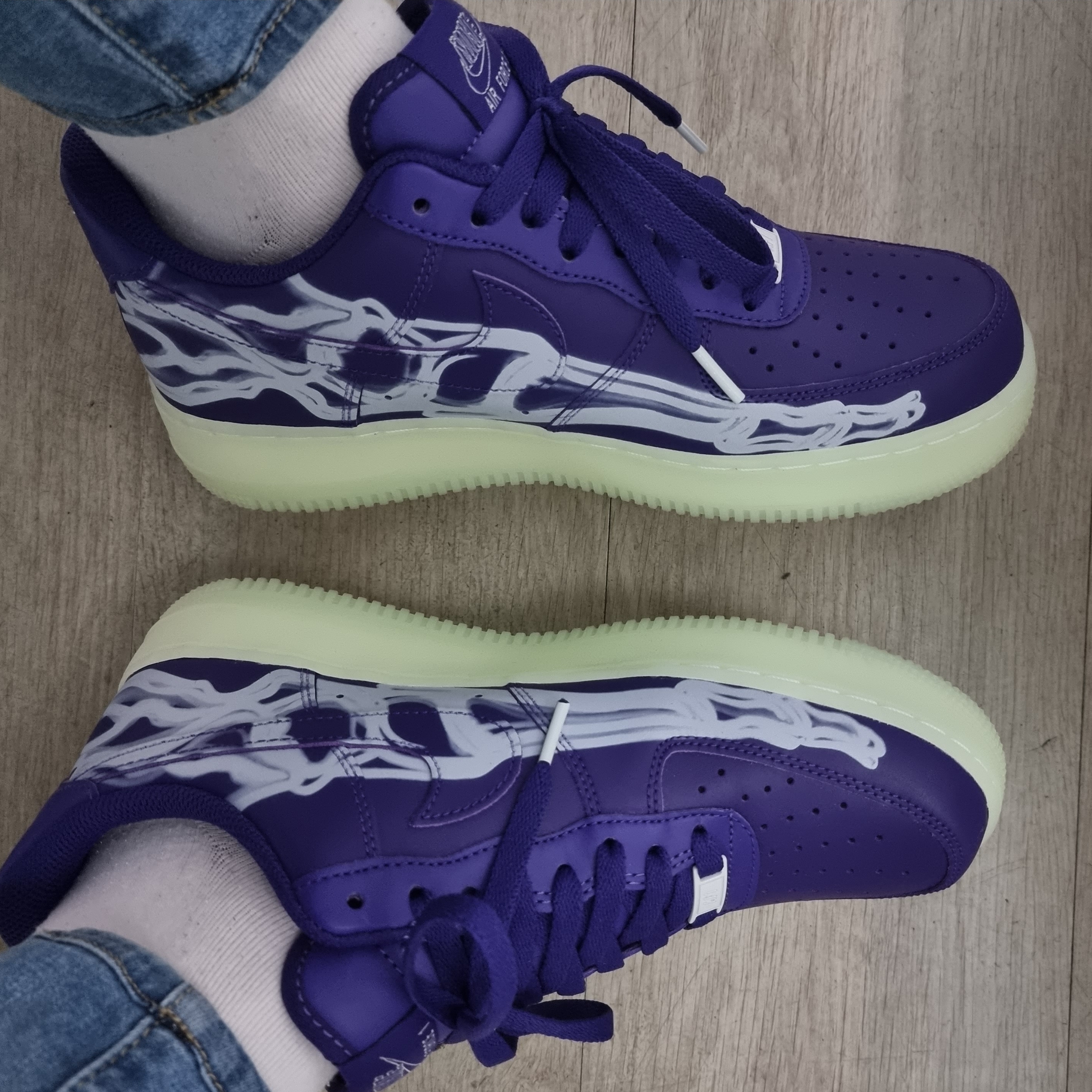 Nike Air Force 1 Low '07 Purple Skeleton 착용 스타일 - 1