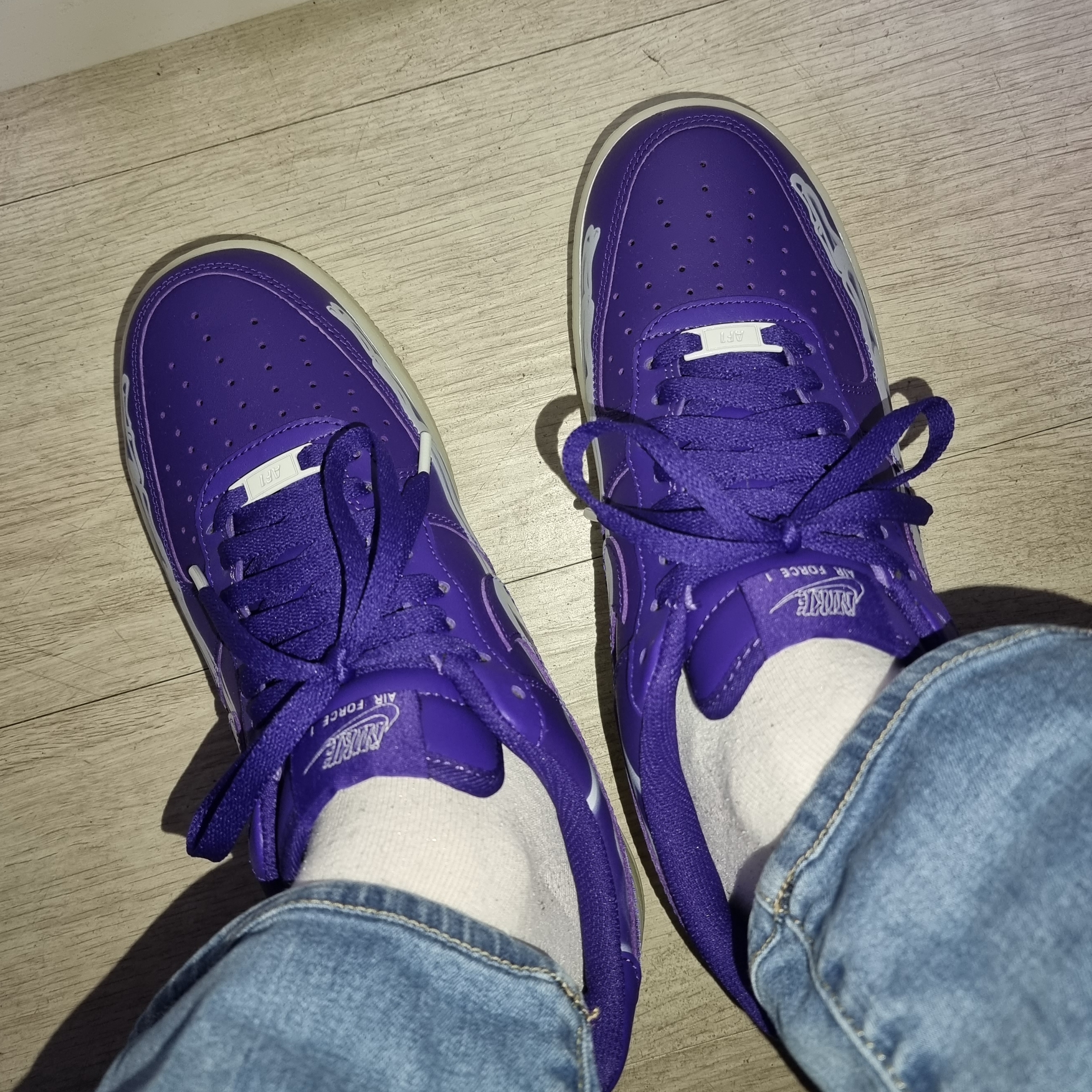 Nike Air Force 1 Low '07 Purple Skeleton 착용 스타일 - 2