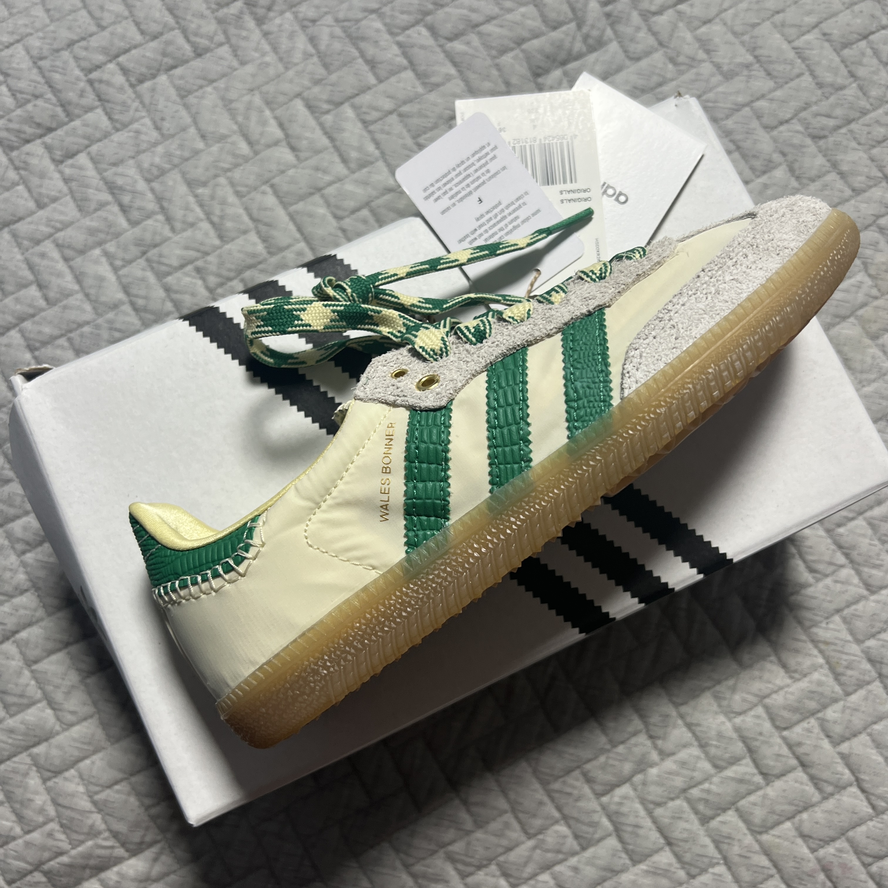 Adidas x Wales Bonner Samba Cream Green 착용 스타일