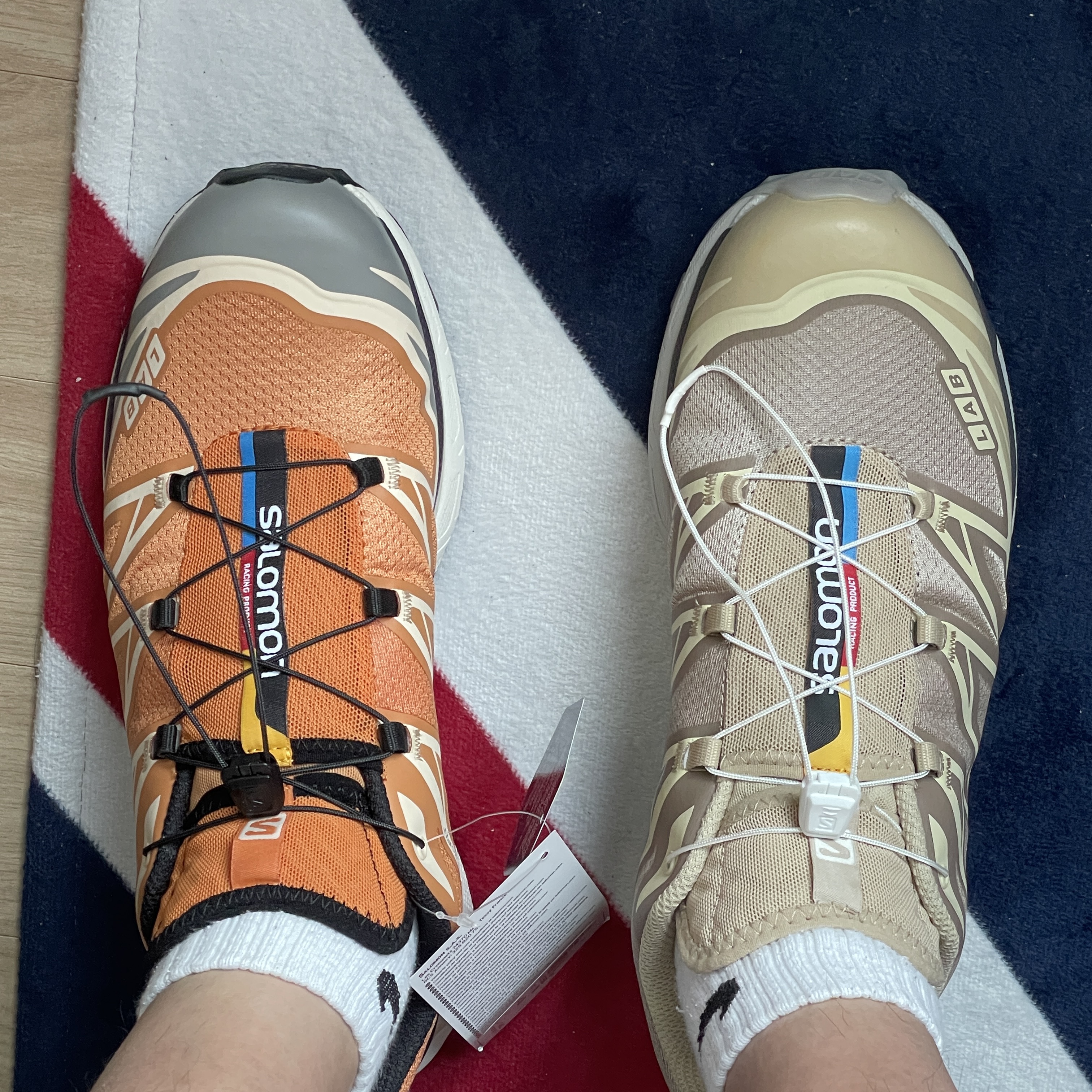 Salomon XT-6 Clear Safari Vanila Ice, Salomon XT-6 Apricot Buff 착용 스타일 - 2
