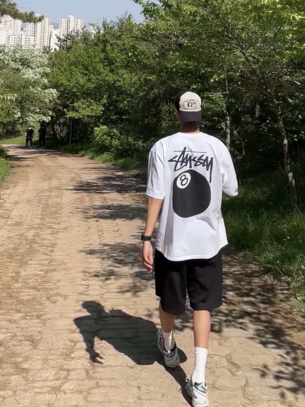 Stussy 8 Ball T-Shirt White - 22SS, Asics Gel-1130 White Black 착용 스타일 - 1