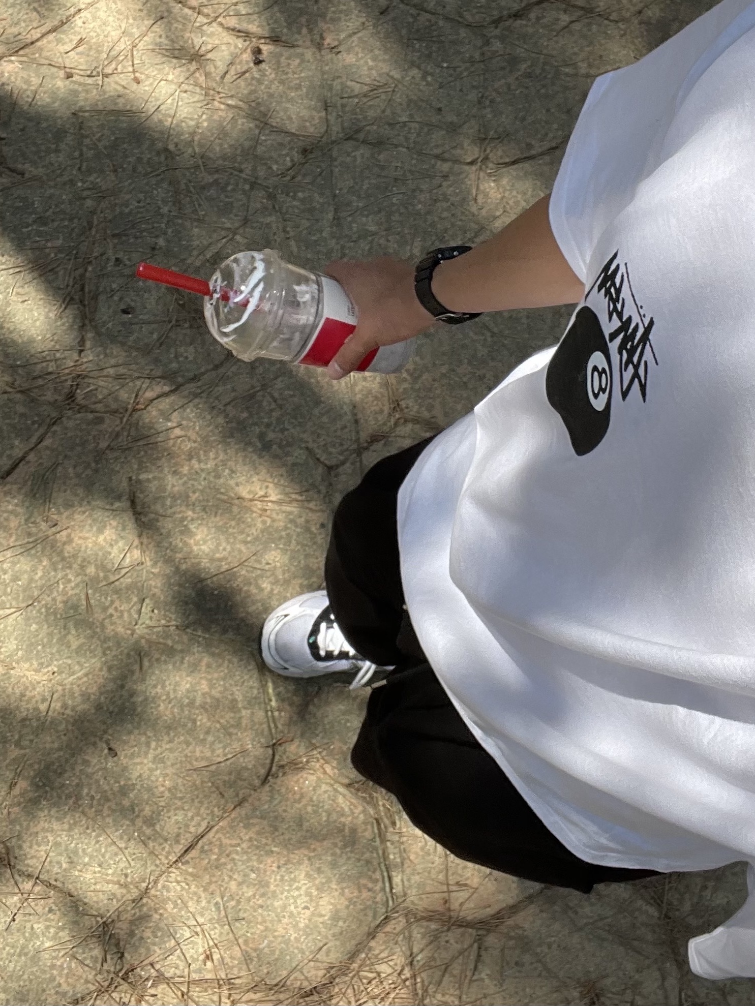 Stussy 8 Ball T-Shirt White - 22SS, Asics Gel-1130 White Black 착용 스타일 - 2