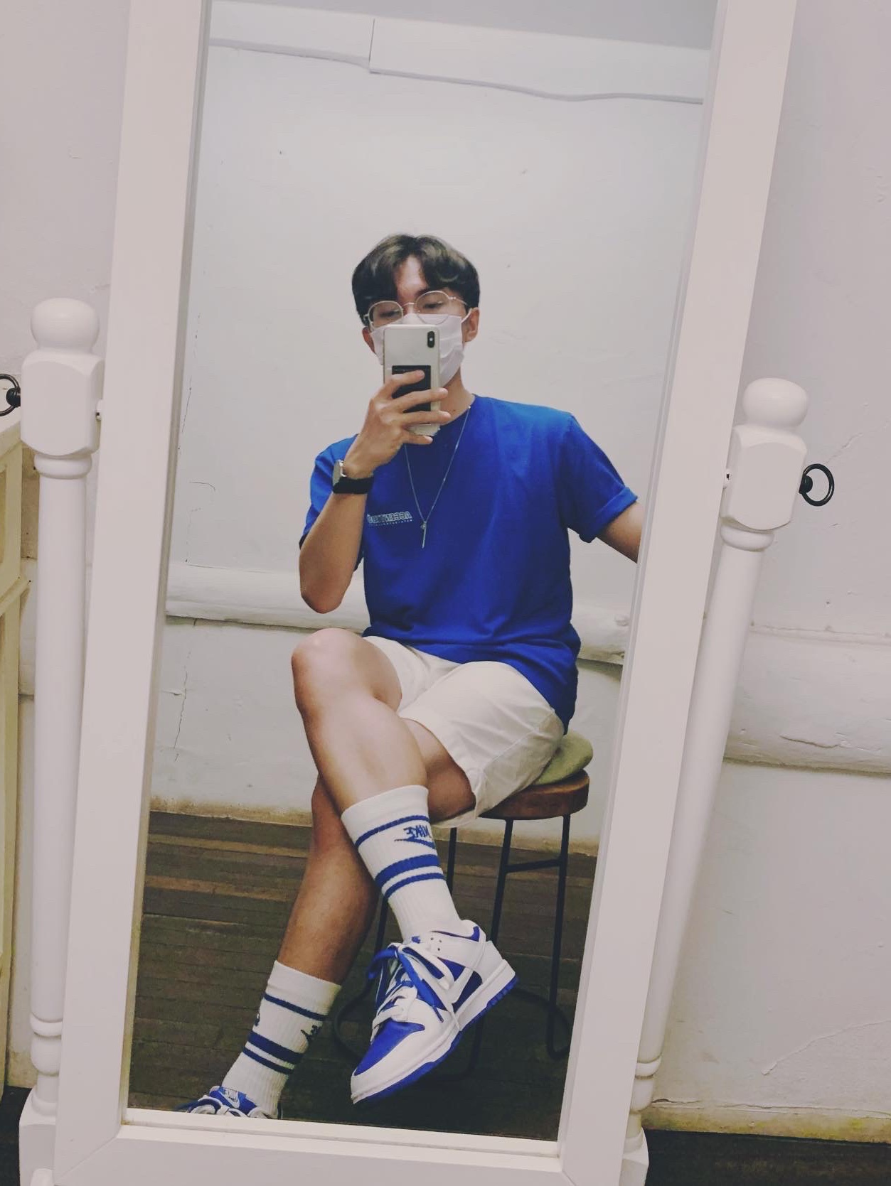Nike Dunk Low Retro Racer Blue and White 착용 스타일