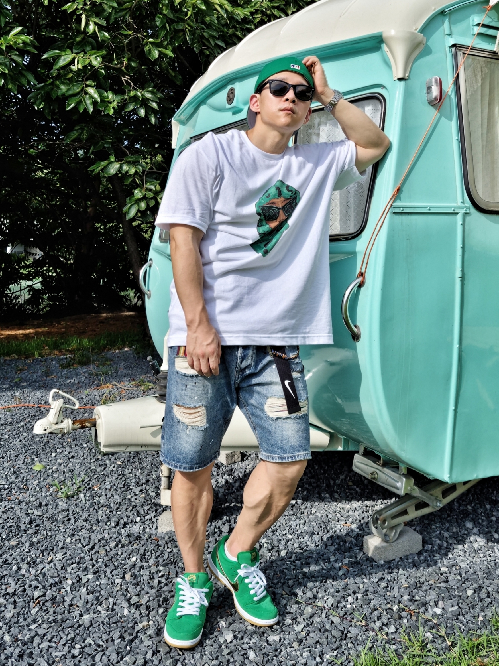 Essentials x New Era Sized Cap Kelly Green, Nike SB Dunk Low Pro Shamrock 착용 스타일 - 1