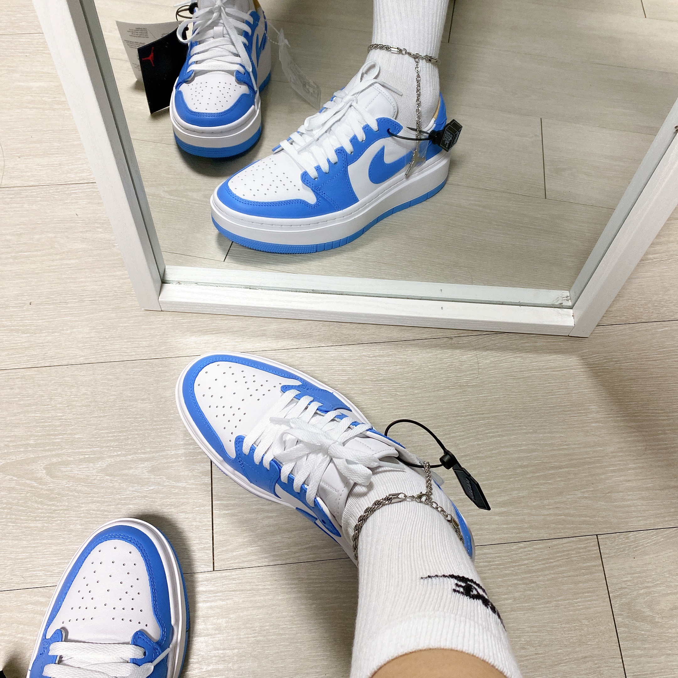 (W) Jordan 1 Elevate Low SE University Blue 착용 스타일