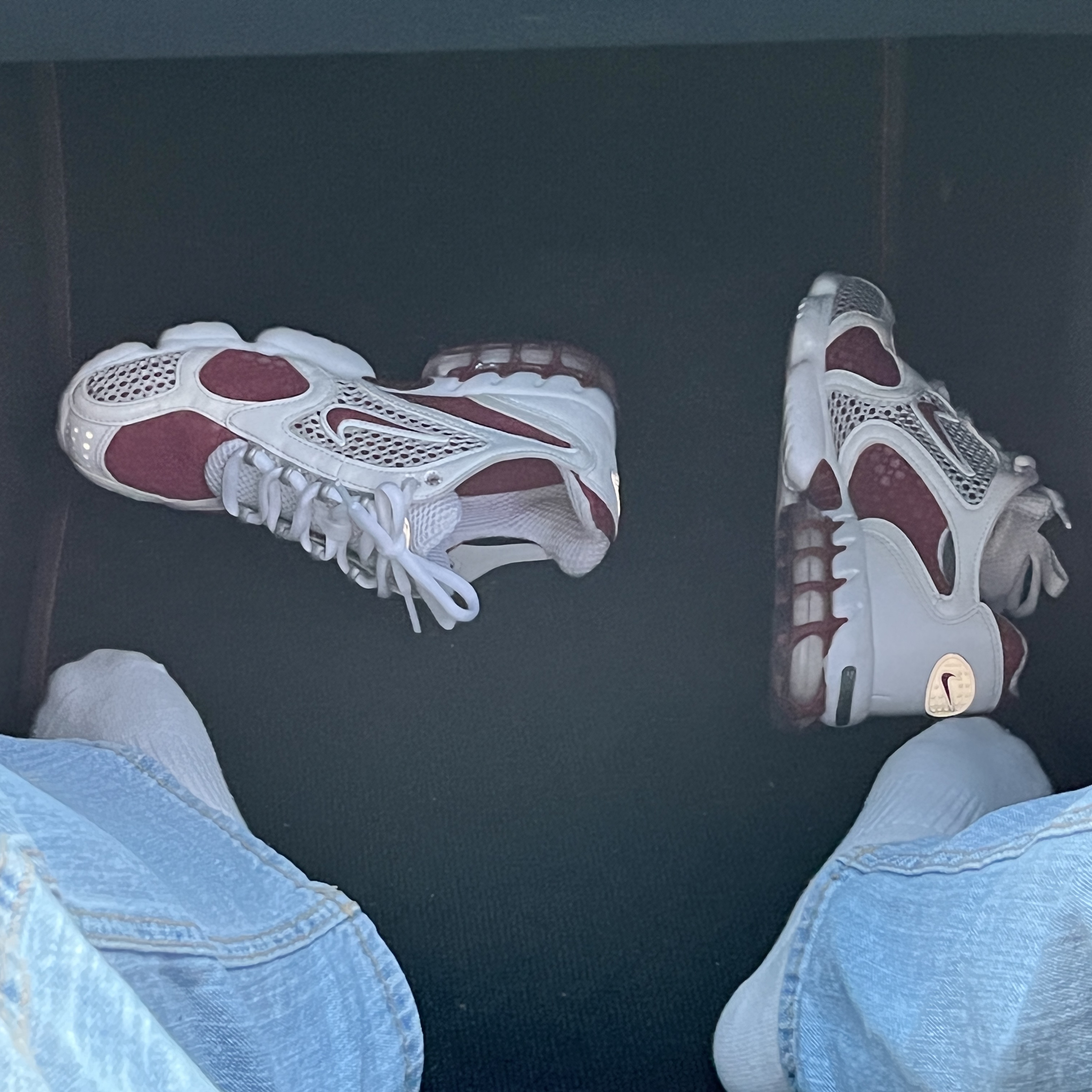 (W) Nike Air Zoom Spiridon Cage 2 Cardinal Red 착용 스타일 - 4