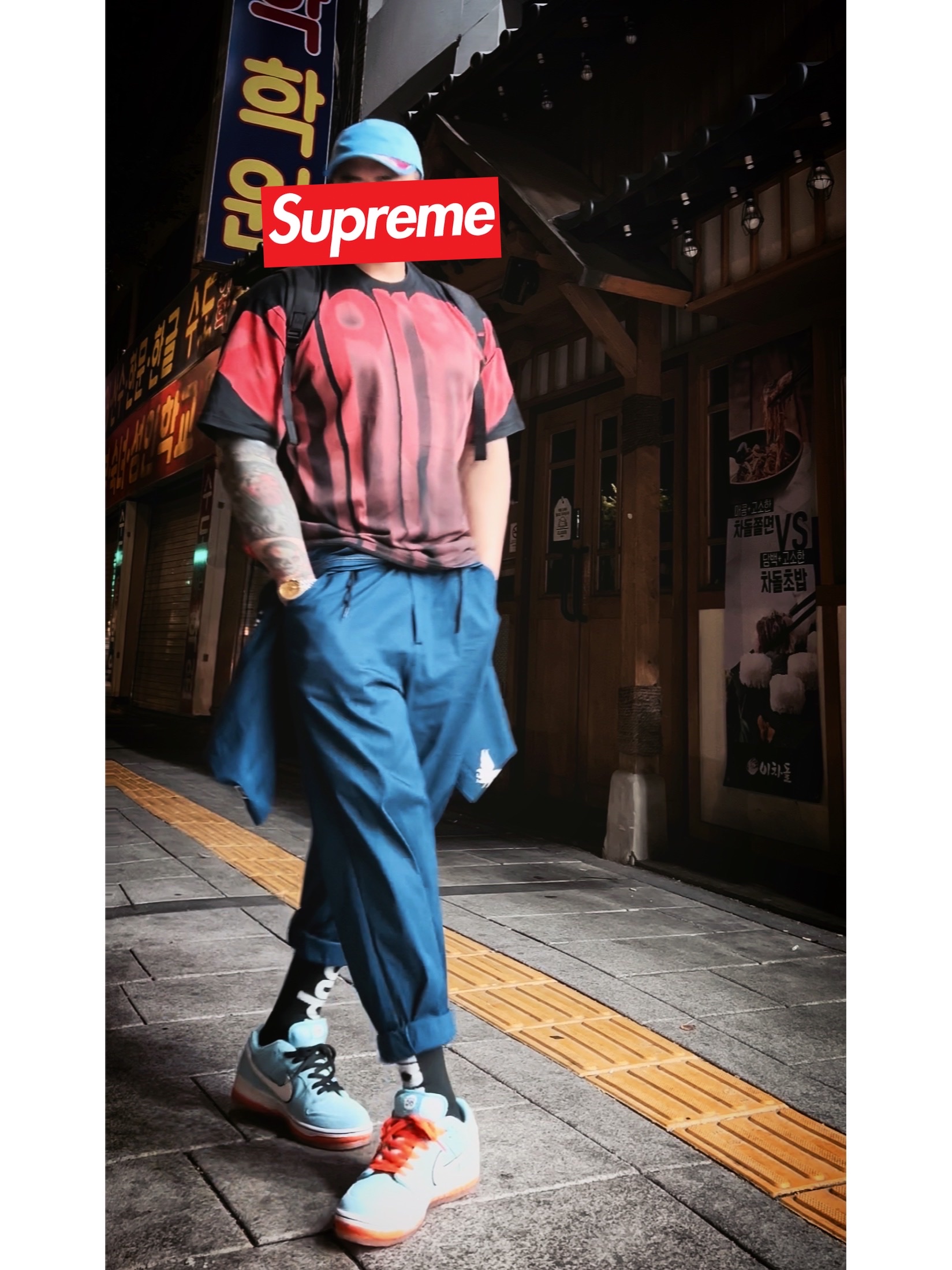 Supreme Bleed Logo S/S Top Black - 20FW, Nike x Parra SB Team USA Coveralls Brave Blue - US/EU 착용 스타일 - 2