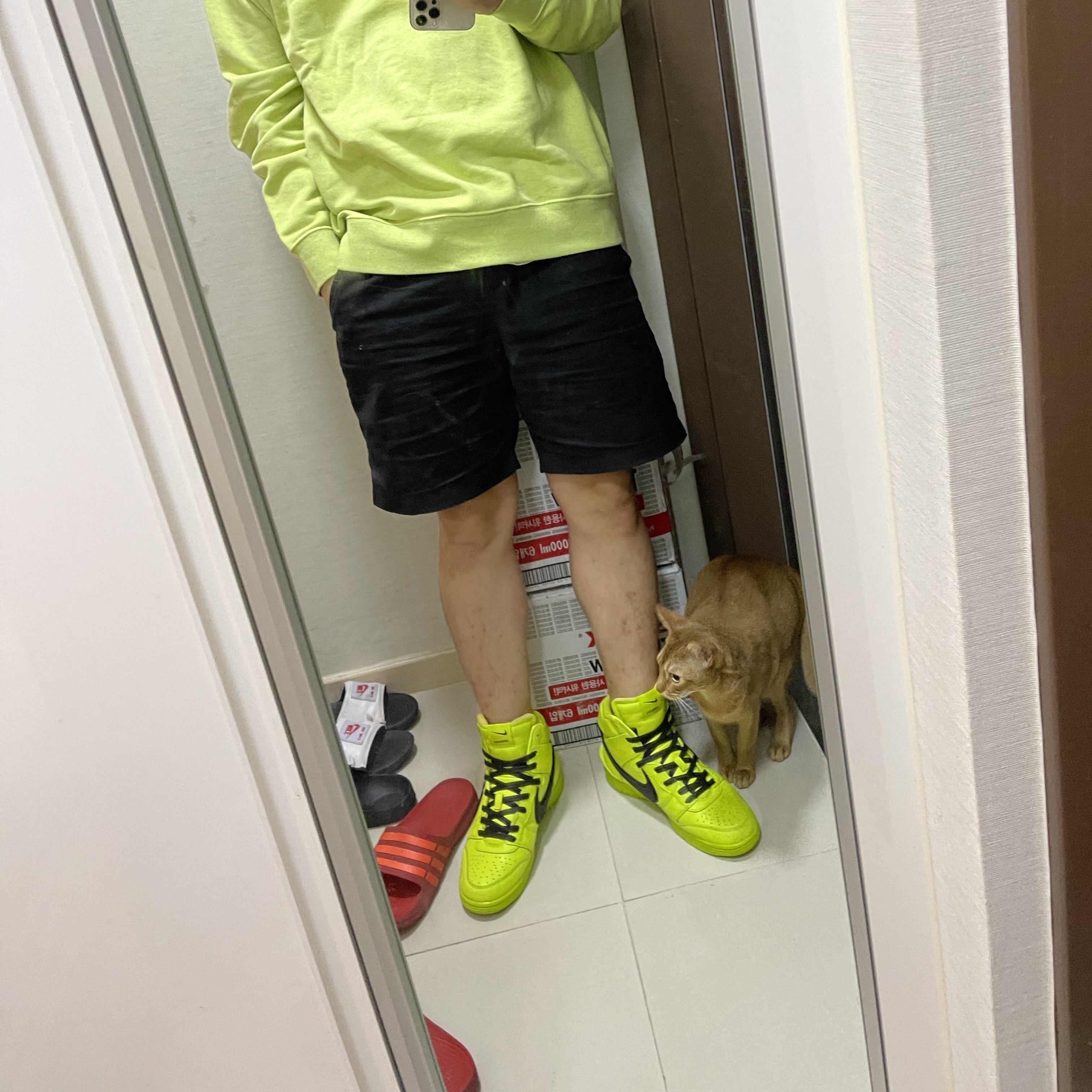Nike x Ambush Dunk High Flash Lime 착용 스타일