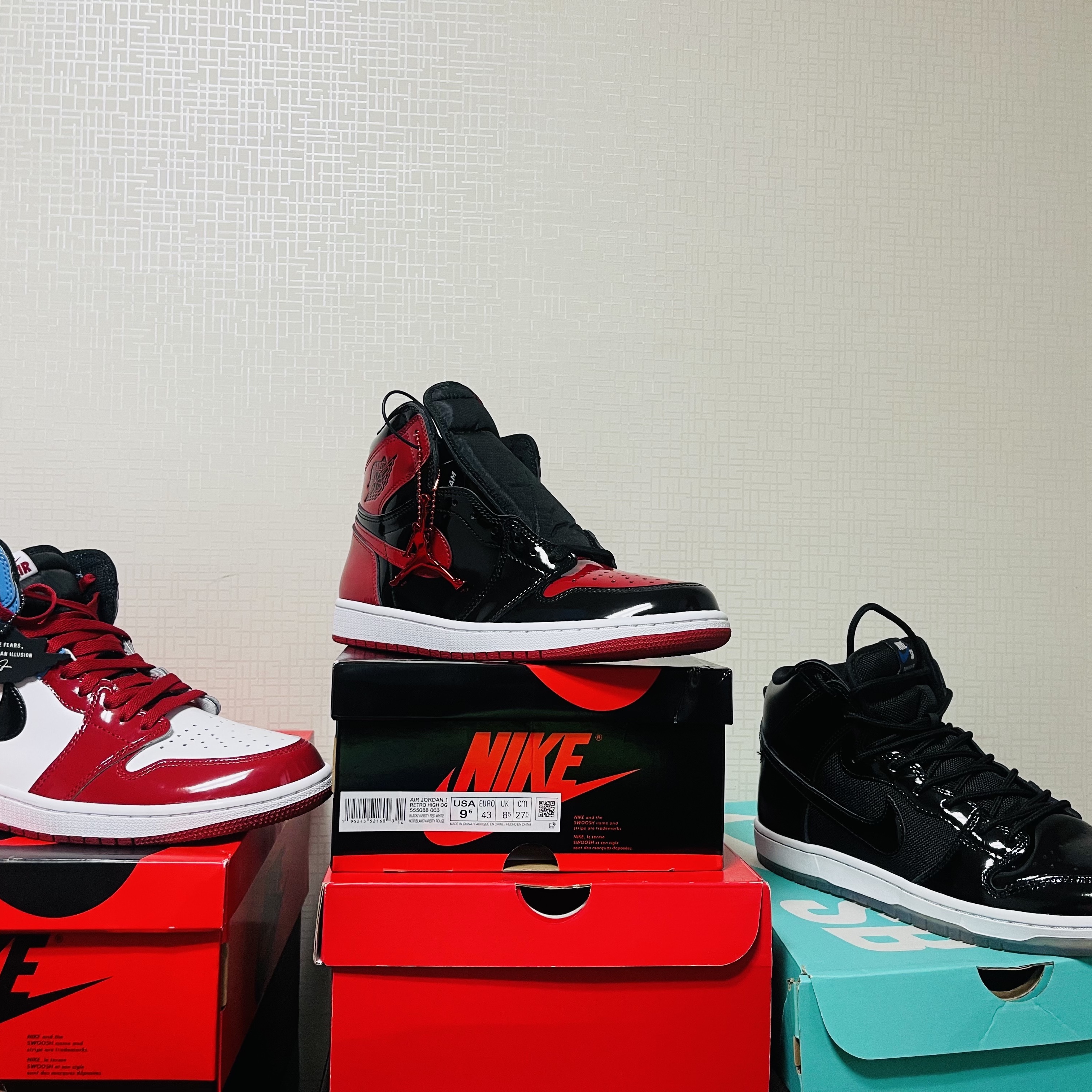 Jordan 1 Retro High OG Patent Bred, Jordan 1 Retro High Fearless UNC Chicago 착용 스타일 - 2