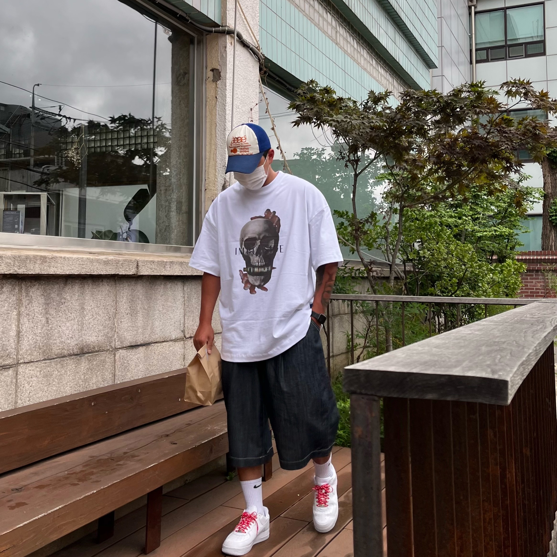 Nike x Supreme Air Force 1 Low White 착용 스타일 - 1