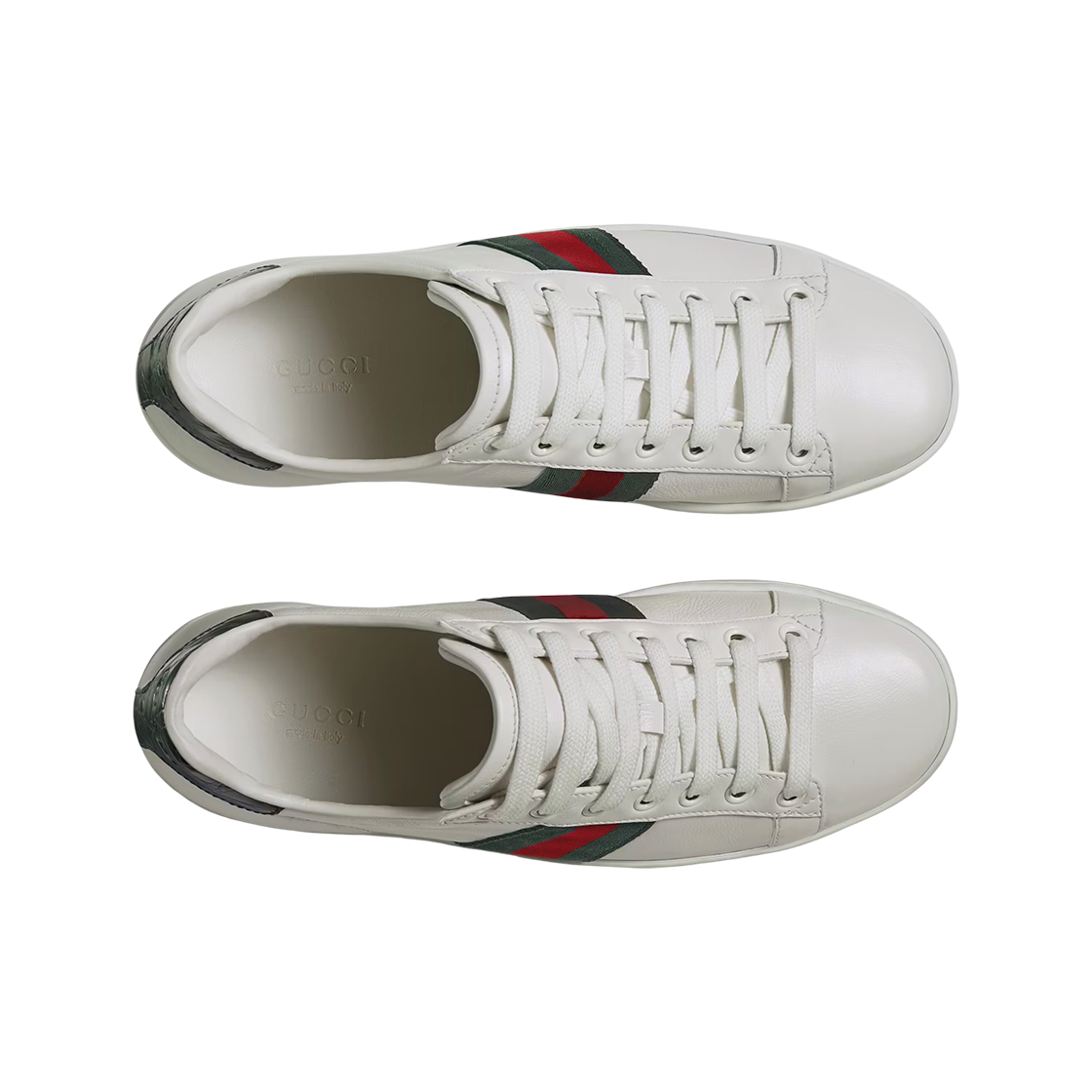 (W) 구찌 에이스 레더 스니커즈 화이트((W) Gucci Ace Leather Sneakers White) - 2