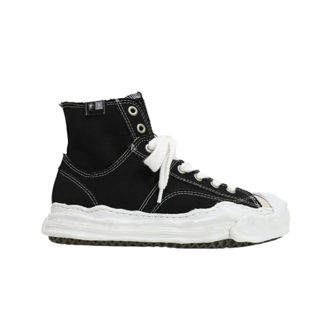 메종 미하라 야스히로 x 가라 행크 OG 솔 캔버스 레이어드 스니커즈 블랙