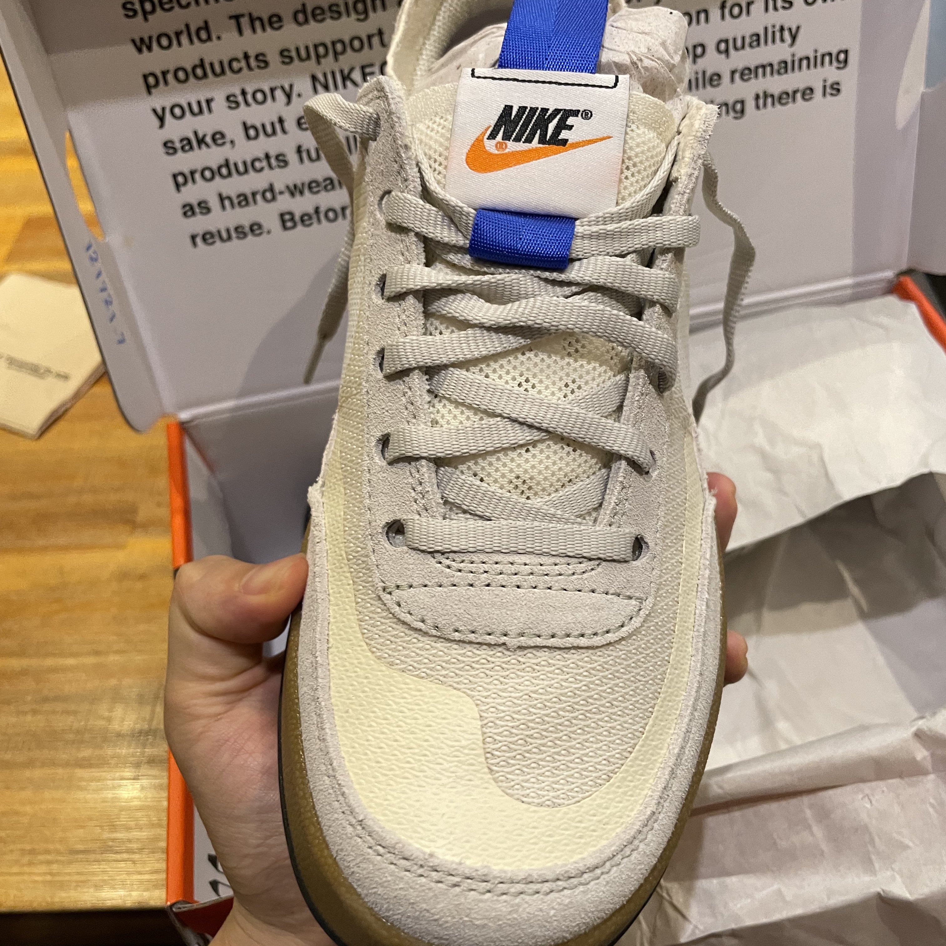 Nike x Tom Sachs General Purpose Shoe Light Cream, Nike x Travis Scott Air Max 1 Cact.us Brown 착용 스타일 - 2