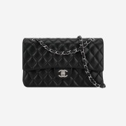 Chanel Medium Classic Handbag Lambskin & Silver Black