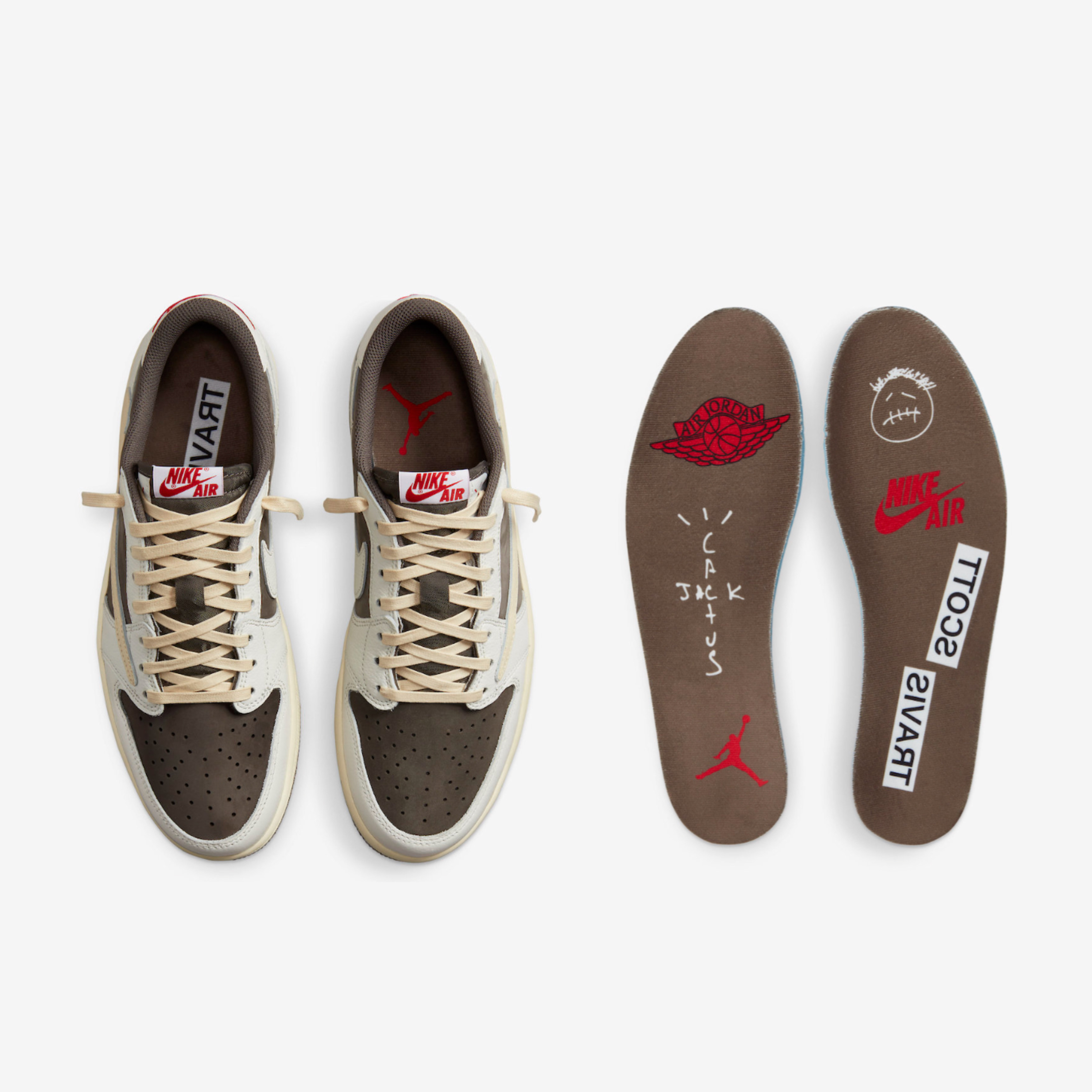 Jordan 1 x Travis Scott Retro Low OG SP Sail and Ridgerock, (TD) Jordan 1 x Travis Scott Retro Low OG SP Sail and Ridgerock 착용 스타일 - 4