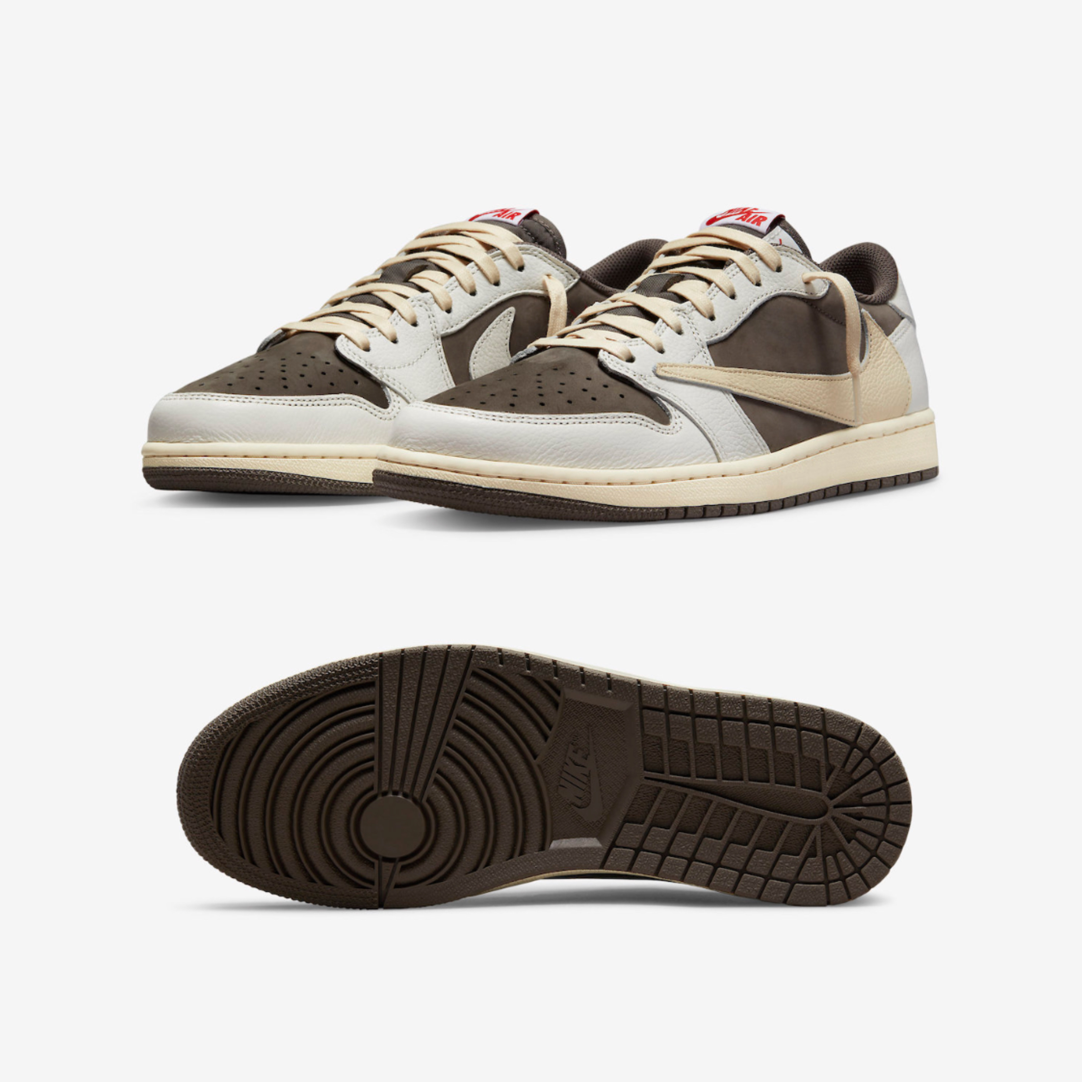 Jordan 1 x Travis Scott Retro Low OG SP Sail and Ridgerock, (TD) Jordan 1 x Travis Scott Retro Low OG SP Sail and Ridgerock 착용 스타일 - 2