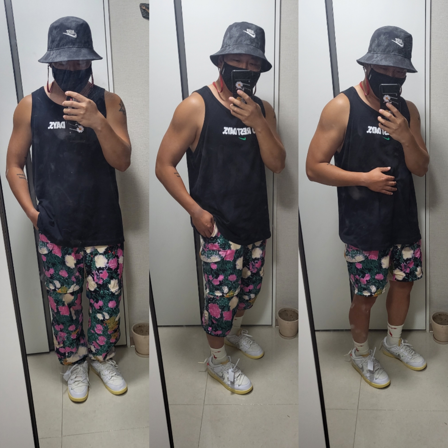 Supreme x The North Face Trekking Zip-Off Belted Pants Flowers - 22SS 착용 스타일