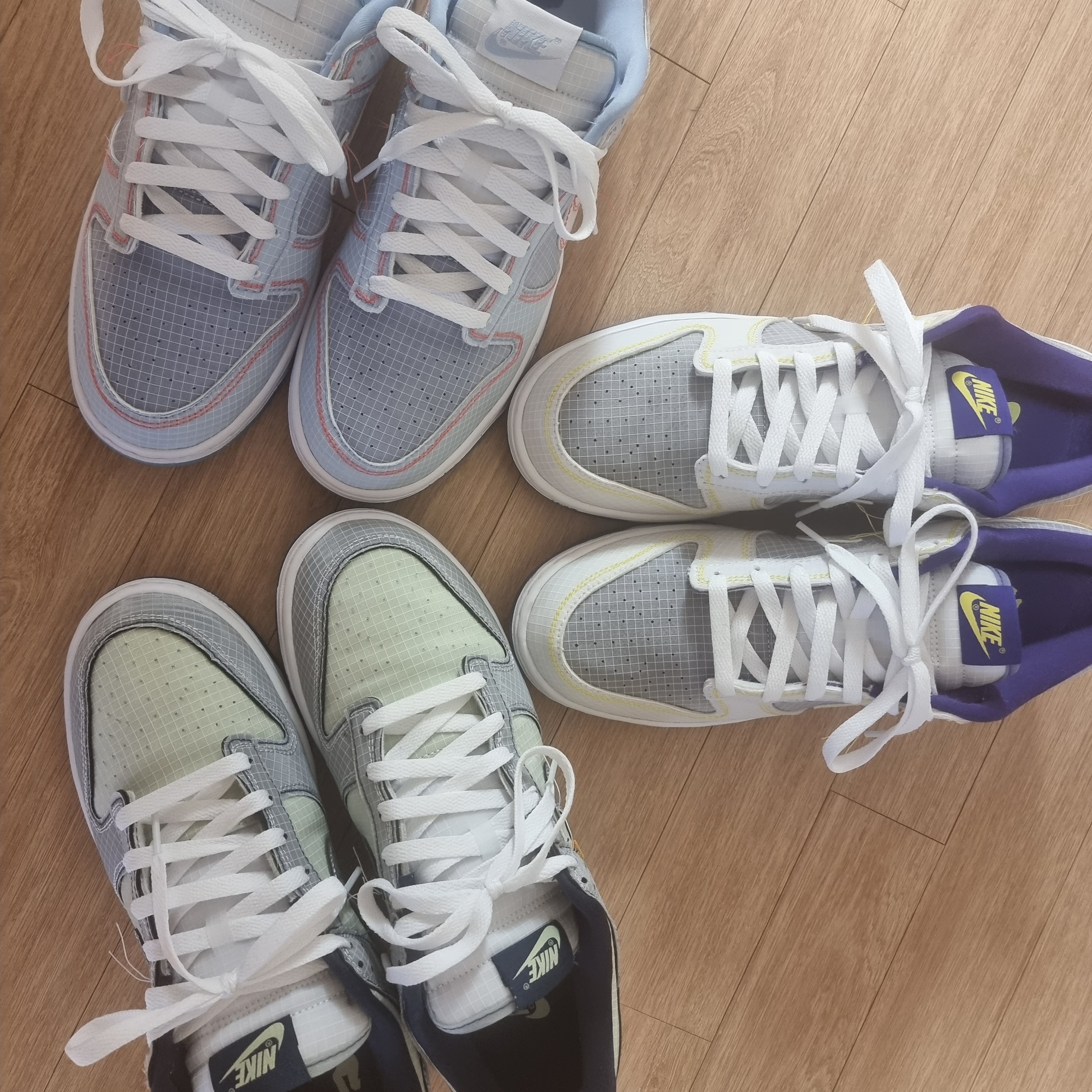 Nike x Union Dunk Low Passport Pack Argon, Nike x Union Dunk Low Passport Pack Court Purple White 착용 스타일 - 1