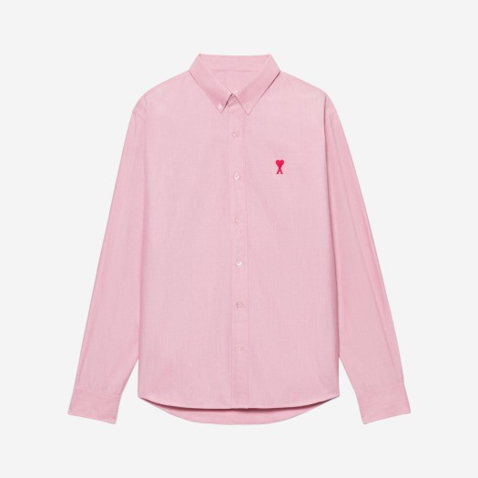 아미 스몰 하트 로고 버튼 다운 셔츠 페일 핑크