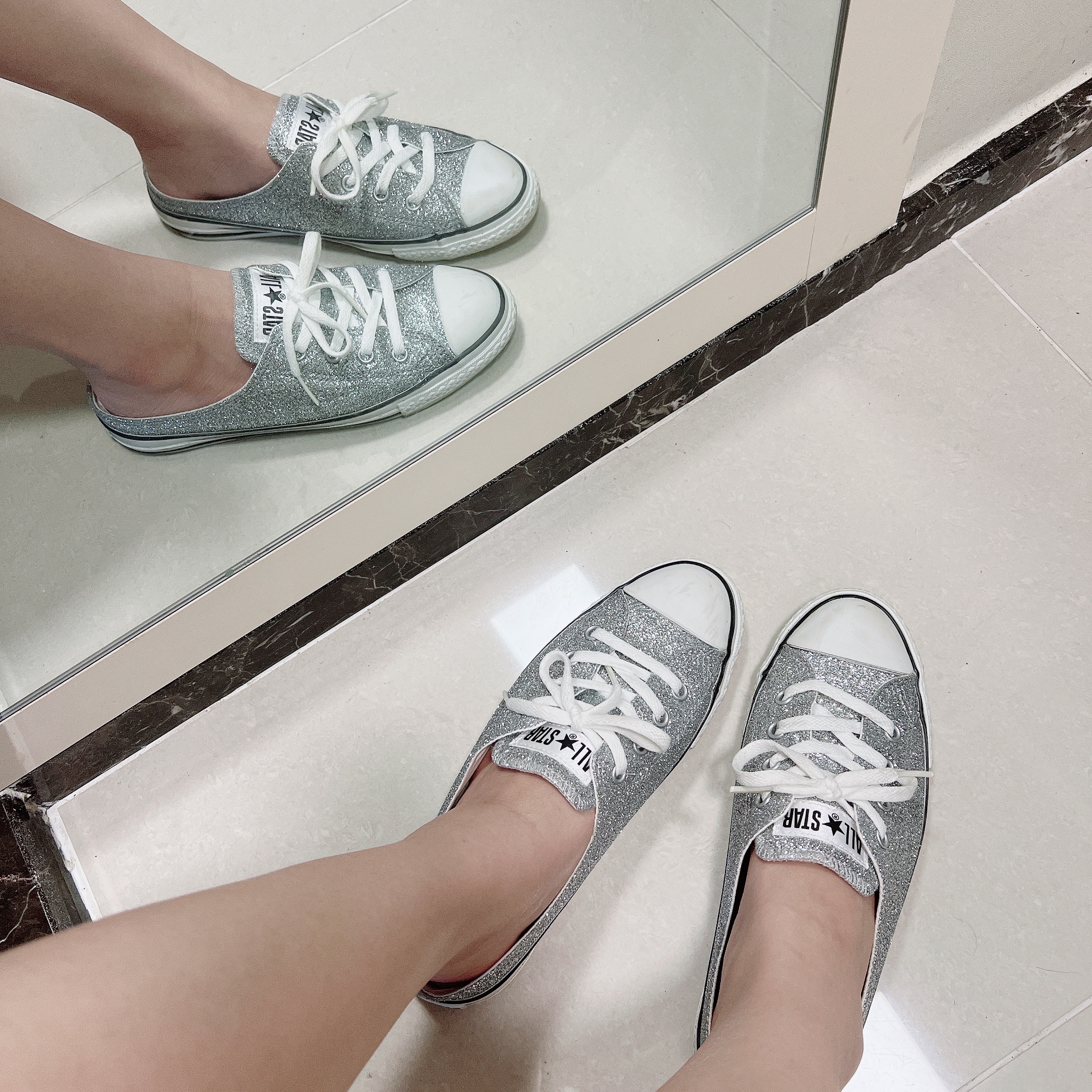 (W) Converse Chuck Taylor All Star Dainty Mule Slip White 착용 스타일