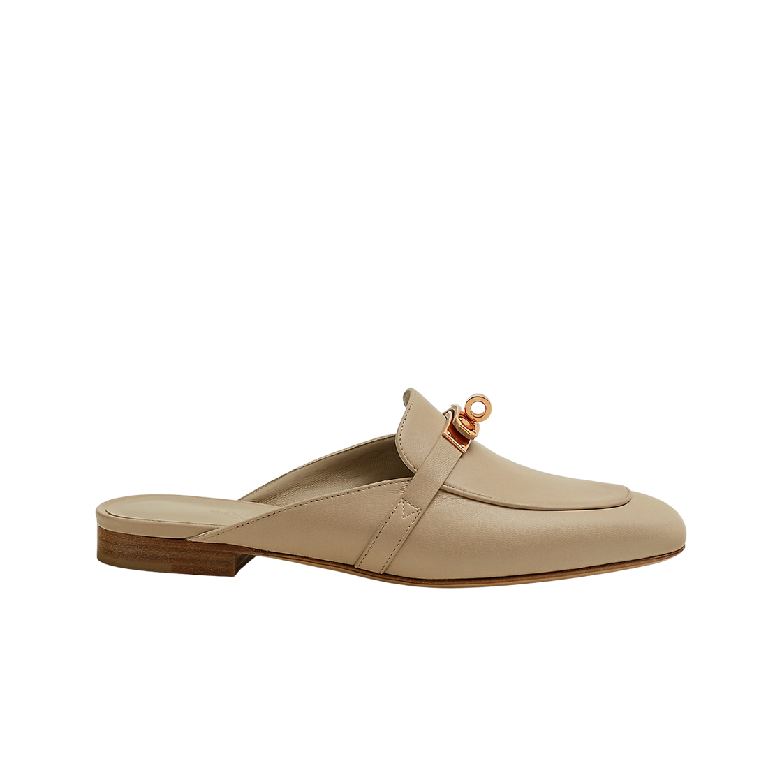 H212100ZT8 (W) Hermes Oz Mule Goatskin & Rose Gold Blanc Gomme