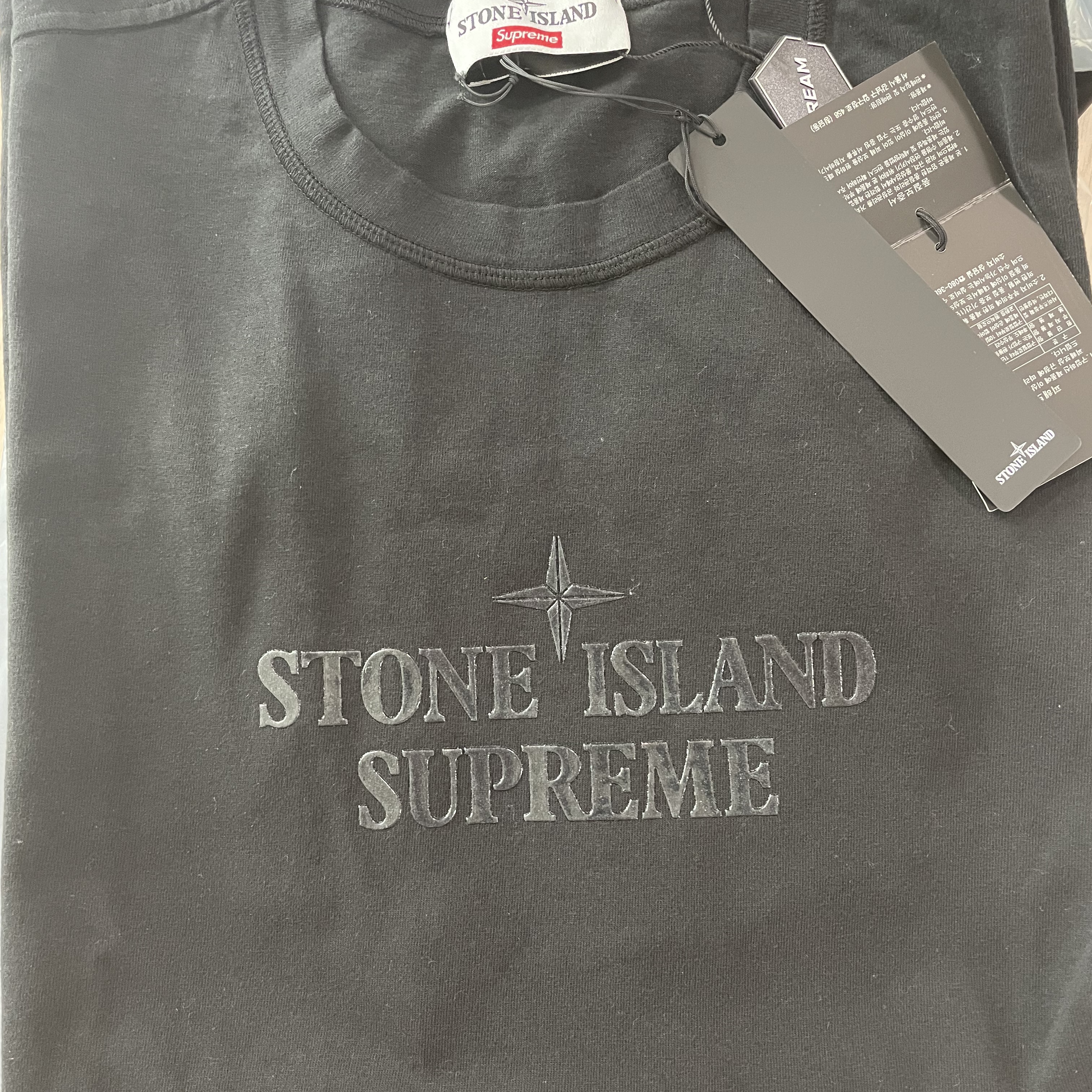 Supreme x Stone Island S/S Top Black - 22SS 착용 스타일