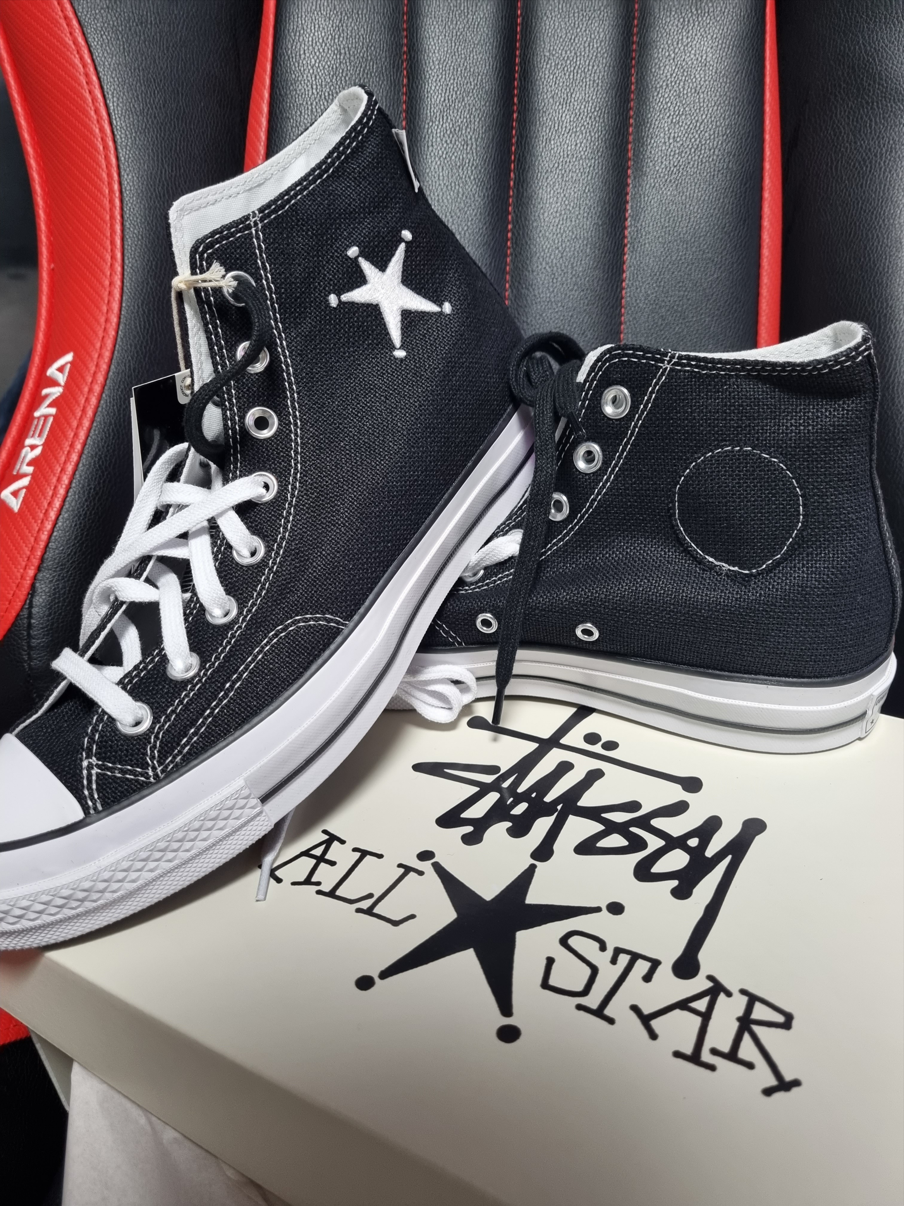 Converse x Stussy Chuck 70 High Black 착용 스타일