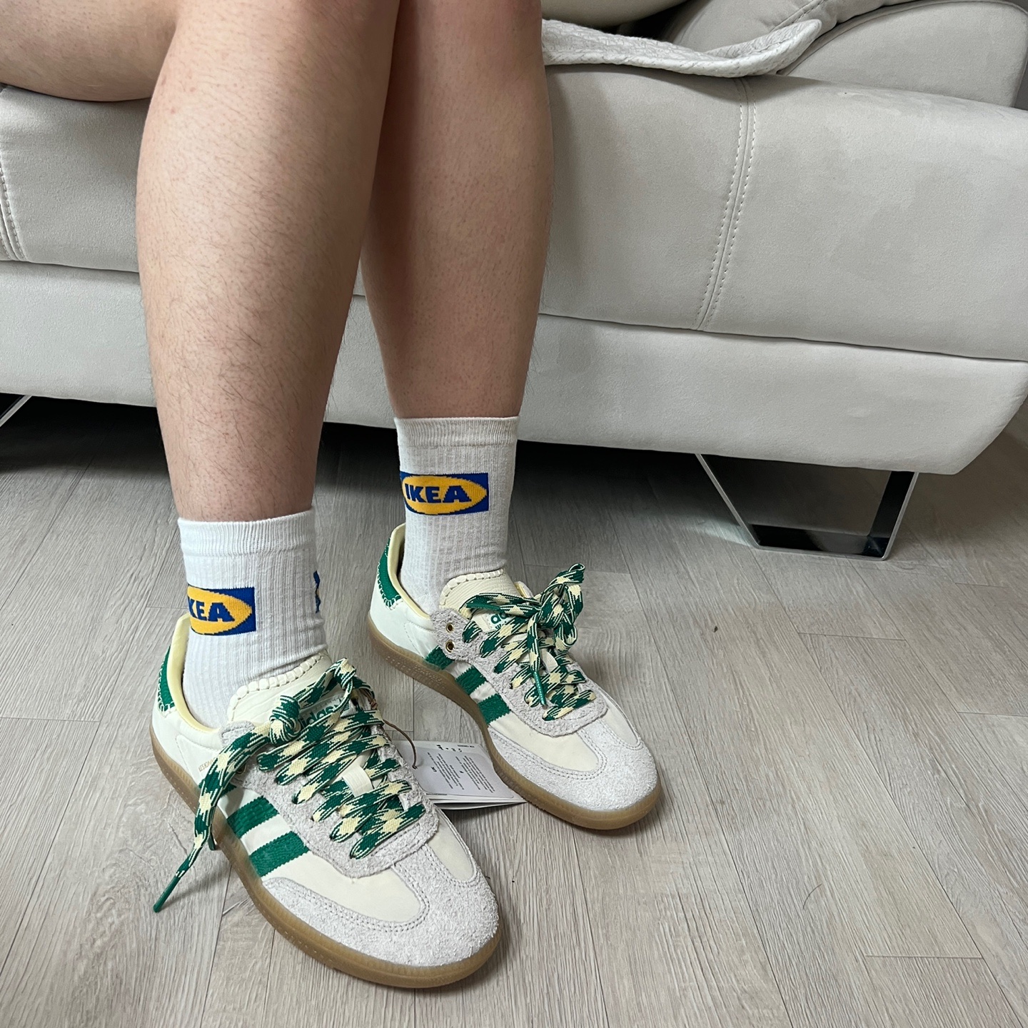 Adidas x Wales Bonner Samba Cream Green 착용 스타일 - 1