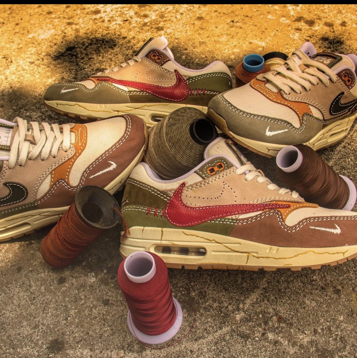 (W) Nike Air Max 1 Premium Wabisabi 착용 스타일 - 1