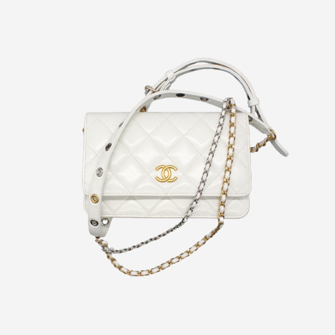 Chanel Wallet On Chain Lambskin & Gold White 상세 이미지 1