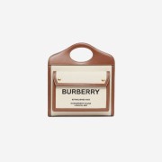 Burberry Mini Two-Tone Canvas and Leather Pocket Bag Natural Malt Brown