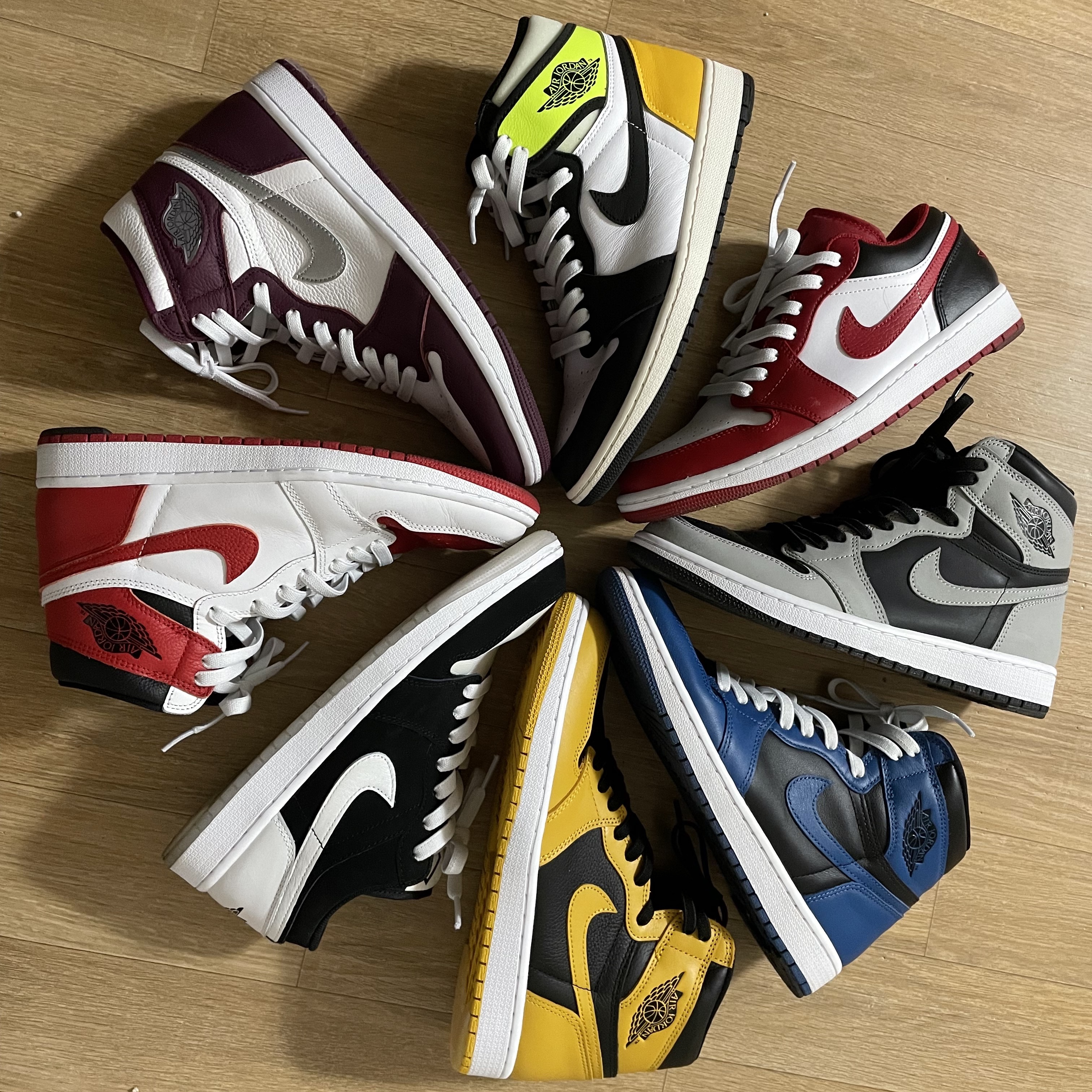 Jordan 1 Retro High OG Bordeaux, Jordan 1 Retro High OG Volt Gold 착용 스타일