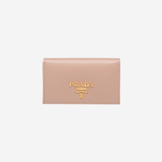 프라다 사피아노 레더 스냅 카드 홀더 파우더 핑크