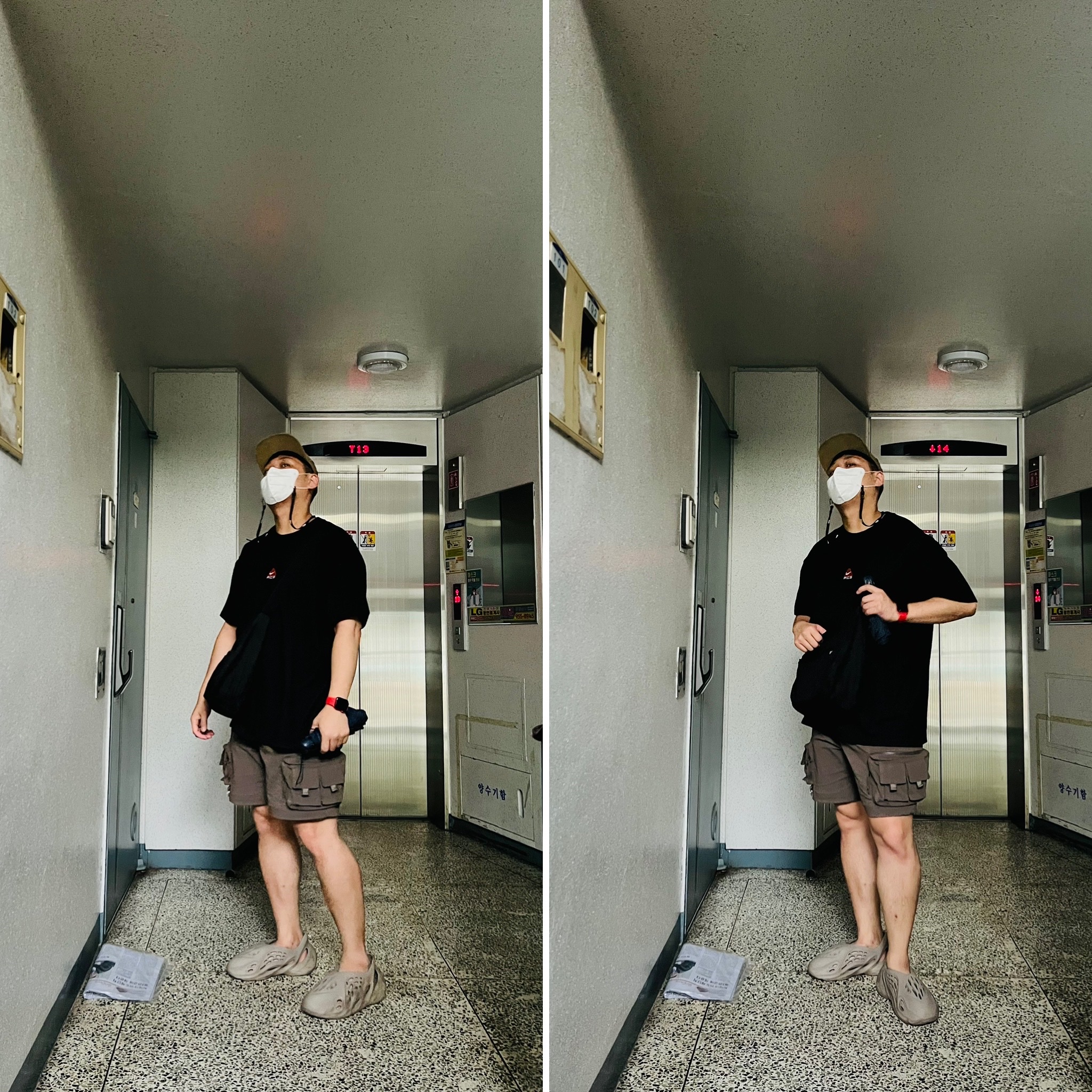 Nike ACG Cargo Shorts Ironstone - Asia, Nike ACG LBR Lungs T-Shirt Black - US/EU 착용 스타일