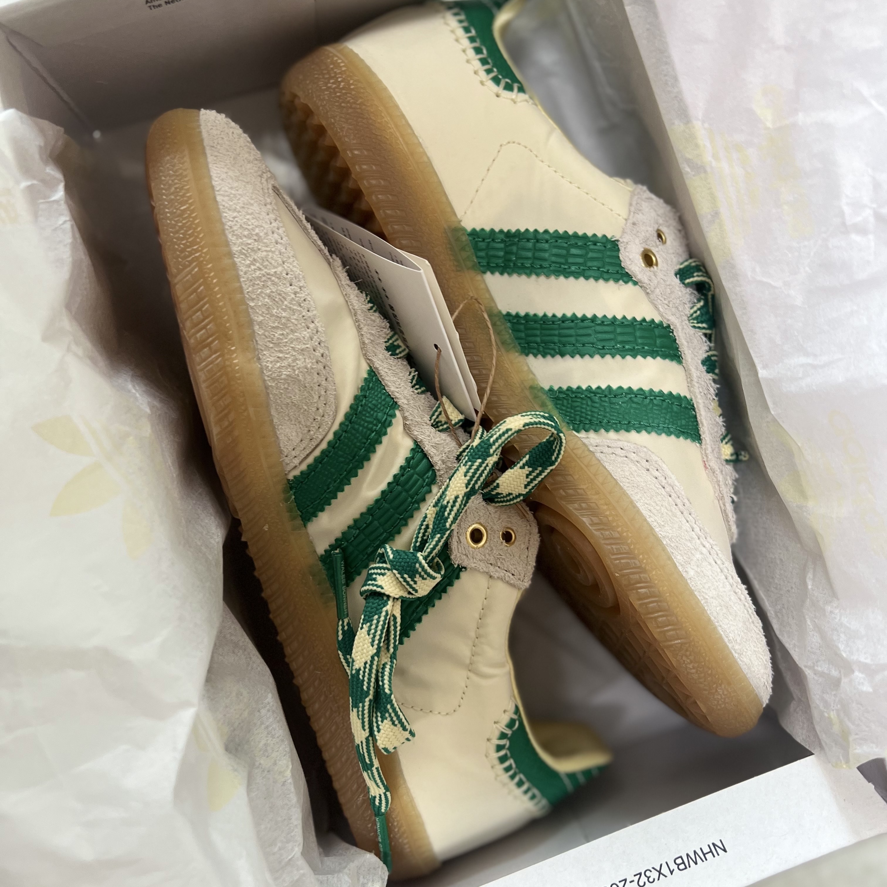 Adidas x Wales Bonner Samba Cream Green 착용 스타일 - 3