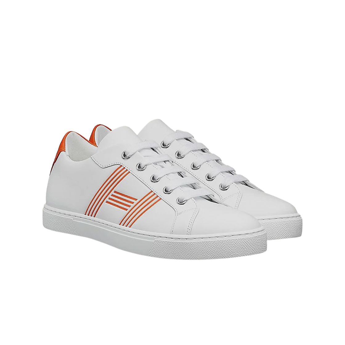 (W) 에르메스 아반티지 스니커즈 카프스킨 & 블랑 오랑쥬((W) Hermes Avantage Sneakers Calfskin & Blanc Orange) - 2