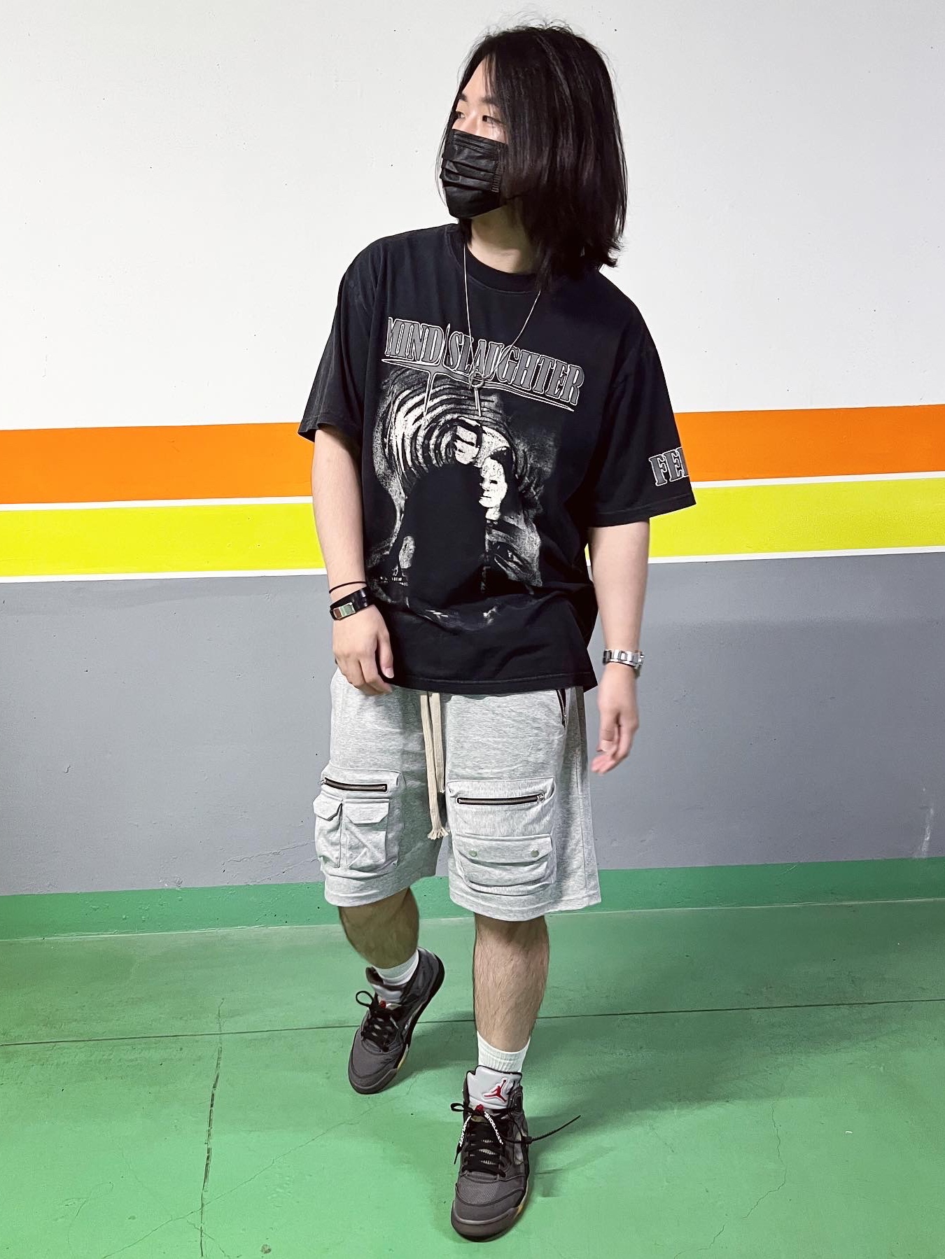 Stussy x BAPE Trucker Cap Yellow, Nike x Stussy NRG RA T-Shirt Summit White (DM4942-121) 착용 스타일 - 4