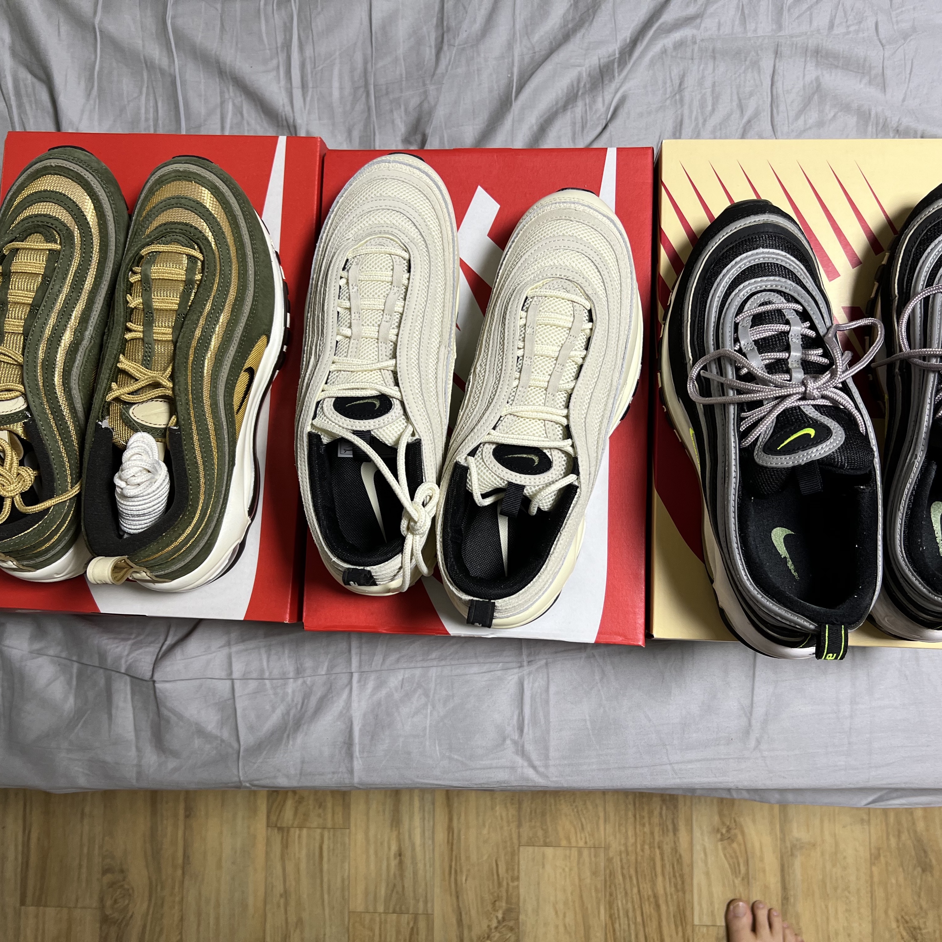 Nike Air Max 97 OG Black Volt Asia, Nike Air Max 97 Coconut 착용 스타일 - 1