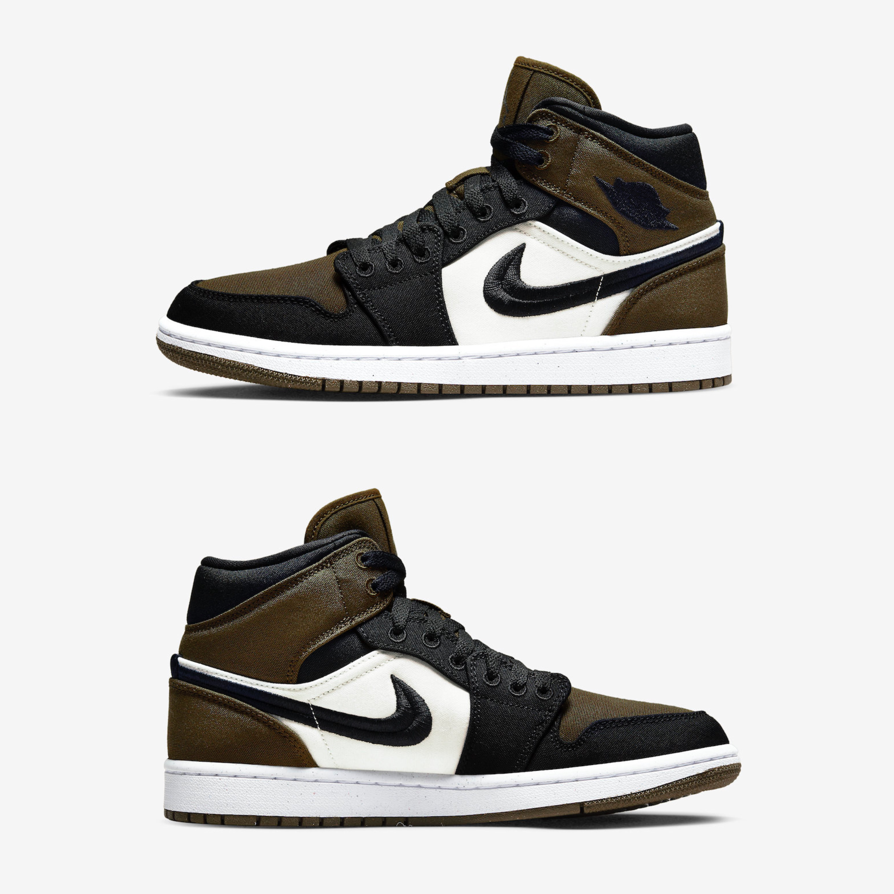 (W) Jordan 1 Mid SE Light Olive Black 착용 스타일 - 3