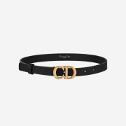 (W) Dior Saddle 20mm Ultrasmooth Calfskin Leather Belt Black Antique Gold