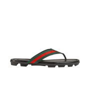 Gucci Web and Leather Thong Sandal Black