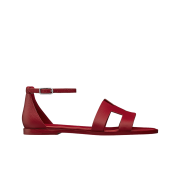 (W) Hermes Santorini Sandal Epsom & Palladium Rouge H
