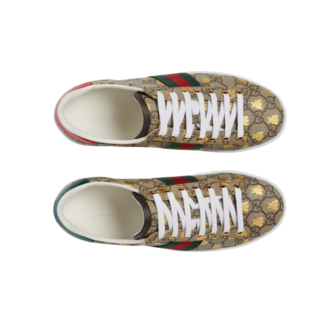 (W) 구찌 에이스 GG 비 스니커즈 베이지 에보니((W) Gucci Ace GG Sneakers with Bees Beige Ebony) - 2
