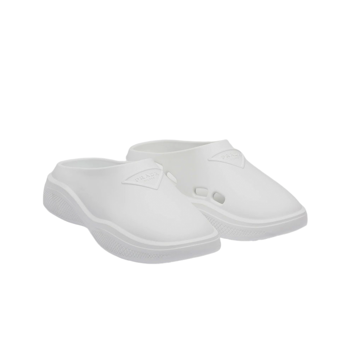 (W) 프라다 폼 러버 뮬 화이트((W) Prada Foam Rubber Mules White) - 2