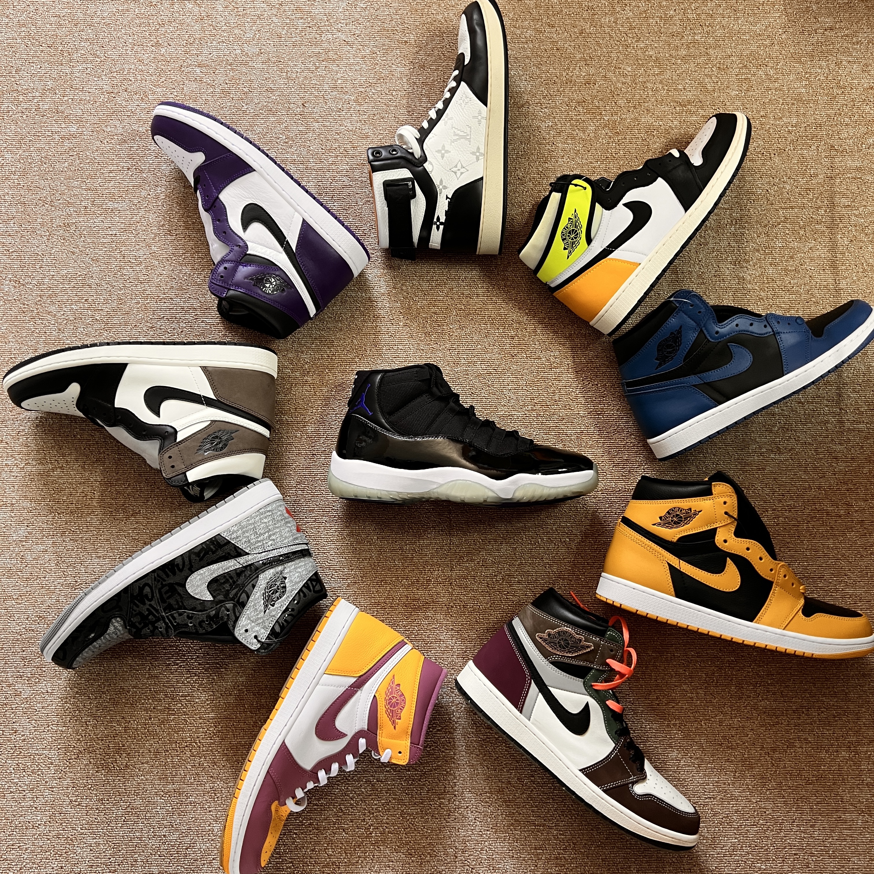 Jordan 1 Retro High OG Black Mocha, Jordan 1 Retro High OG Court Purple 2020 착용 스타일