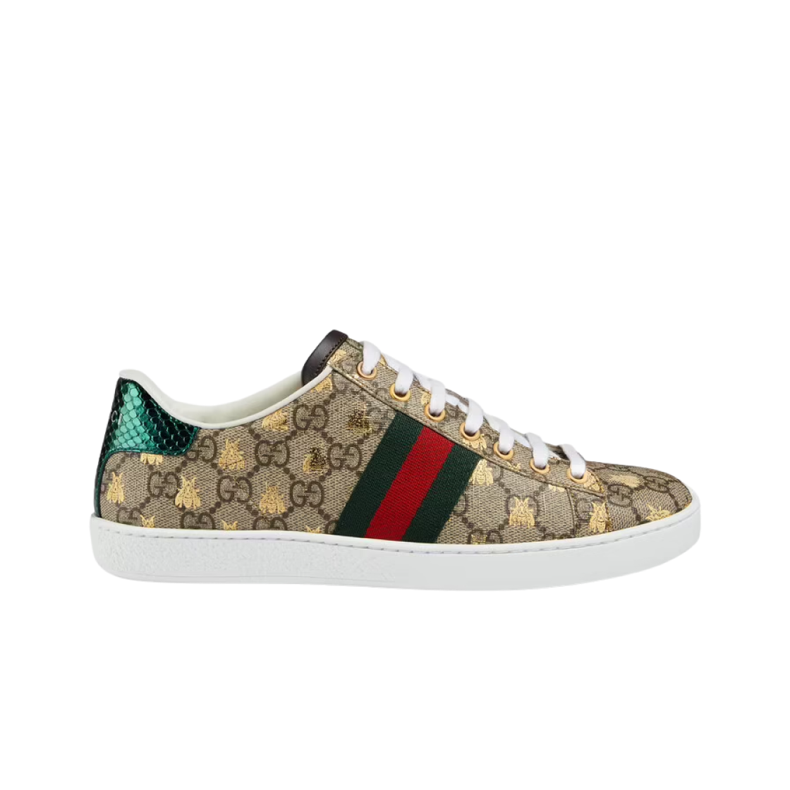 (W) 구찌 에이스 GG 비 스니커즈 베이지 에보니((W) Gucci Ace GG Sneakers with Bees Beige Ebony) - 1