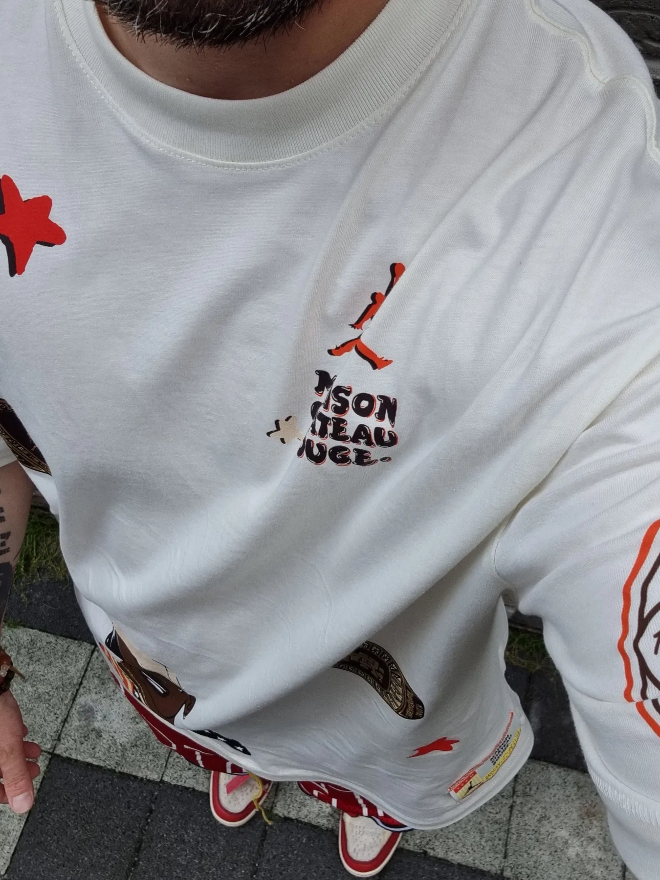 Jordan x Maison Chateau Rouge T-Shirt Sail - Asia, Jordan 1 x Off-White Retro High Chicago The Ten 착용 스타일 - 1