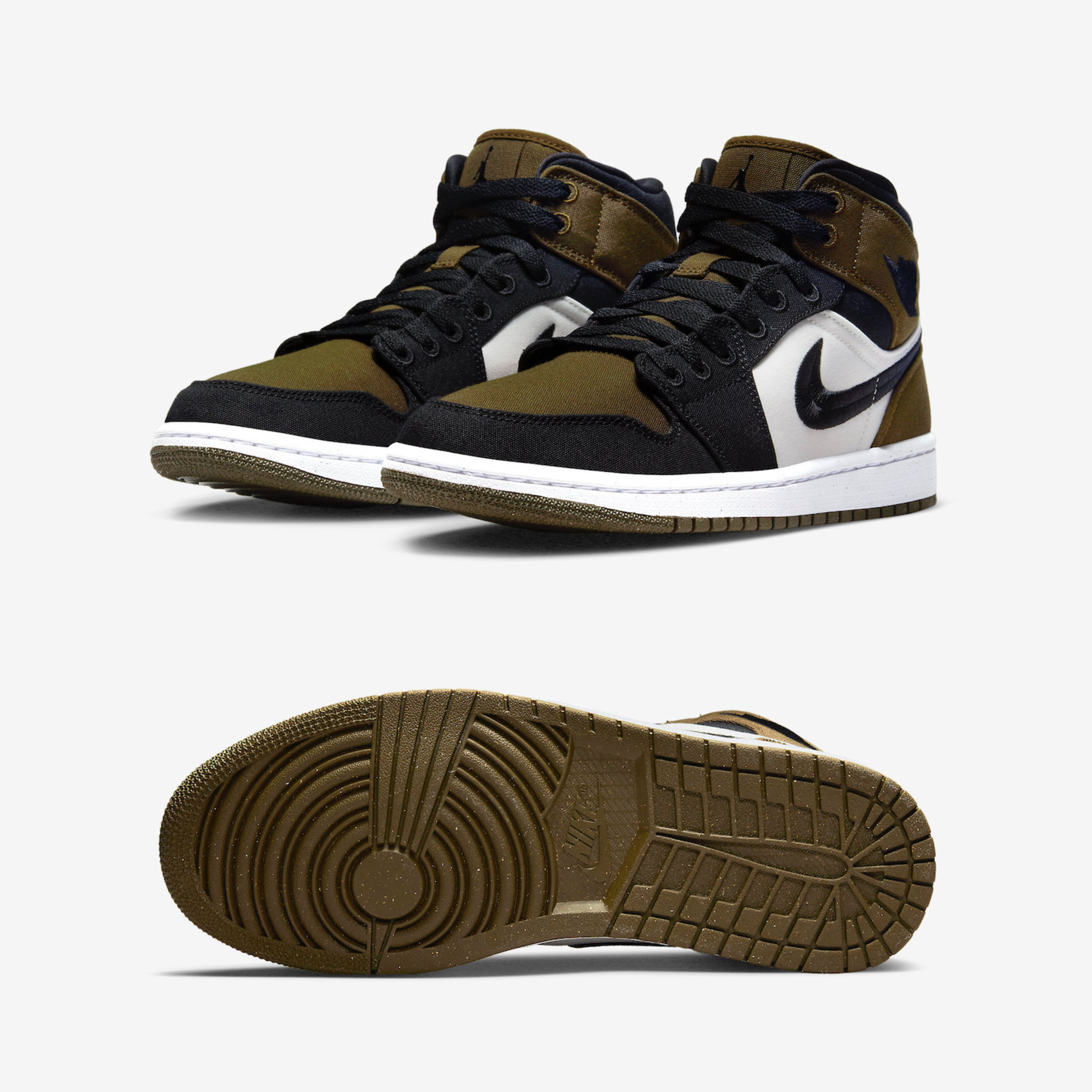 (W) Jordan 1 Mid SE Light Olive Black 착용 스타일 - 2