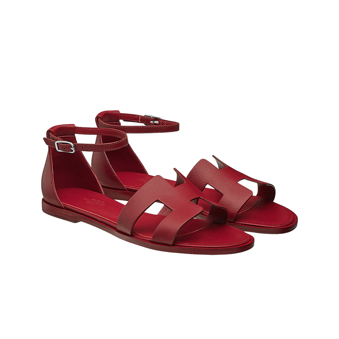(W) 에르메스 산토리니 샌들 앱송 & 팔라듐 하드웨어 루즈 아쉬((W) Hermes Santorini Sandal Epsom & Palladium Rouge H) - 2