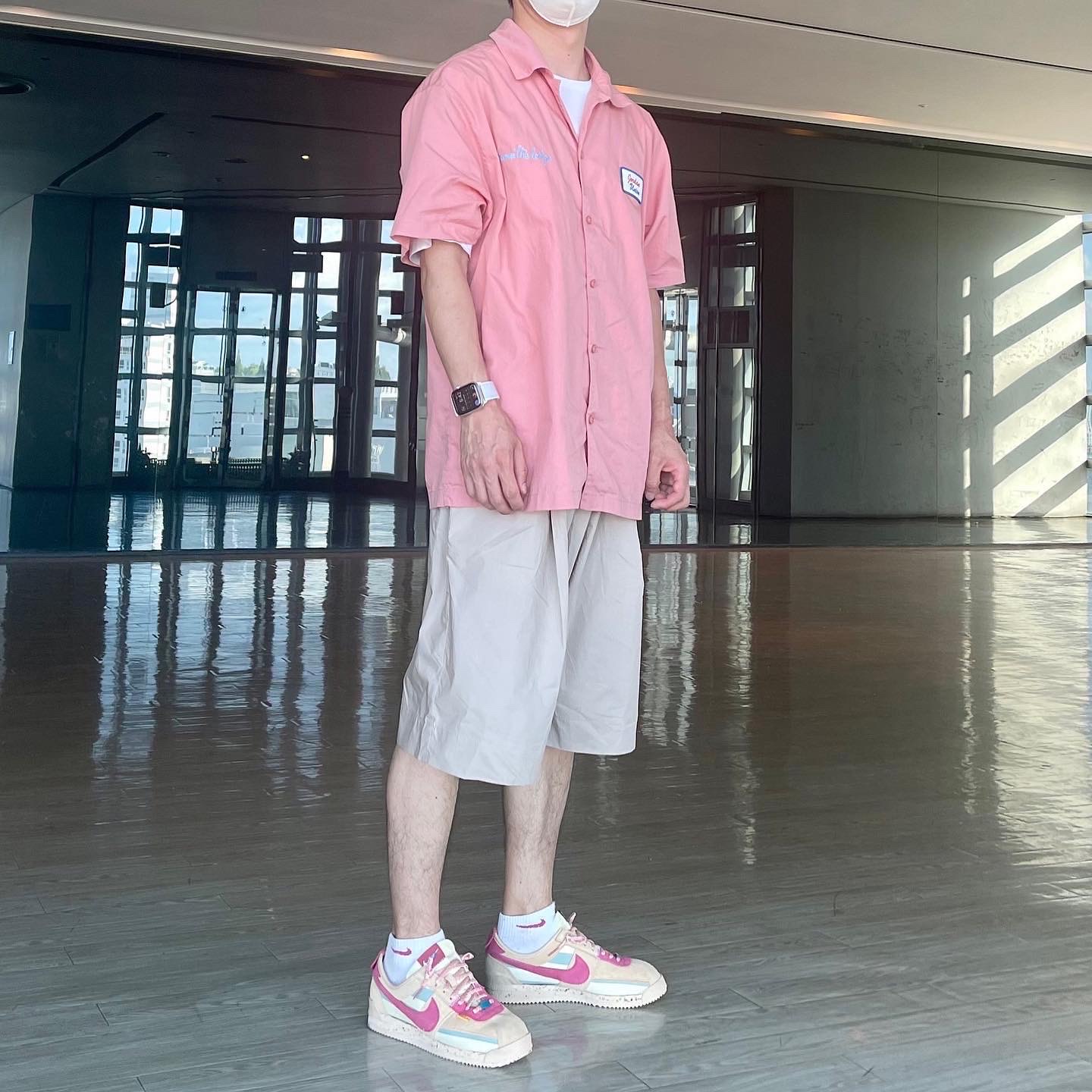 Jordan x Union Mechanic Shirt Rust Pink, Nike x Union Cortez SP Sesame 착용 스타일 - 2